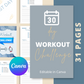 30-Day Workout Challenge | Editable Canva Template A4 Size