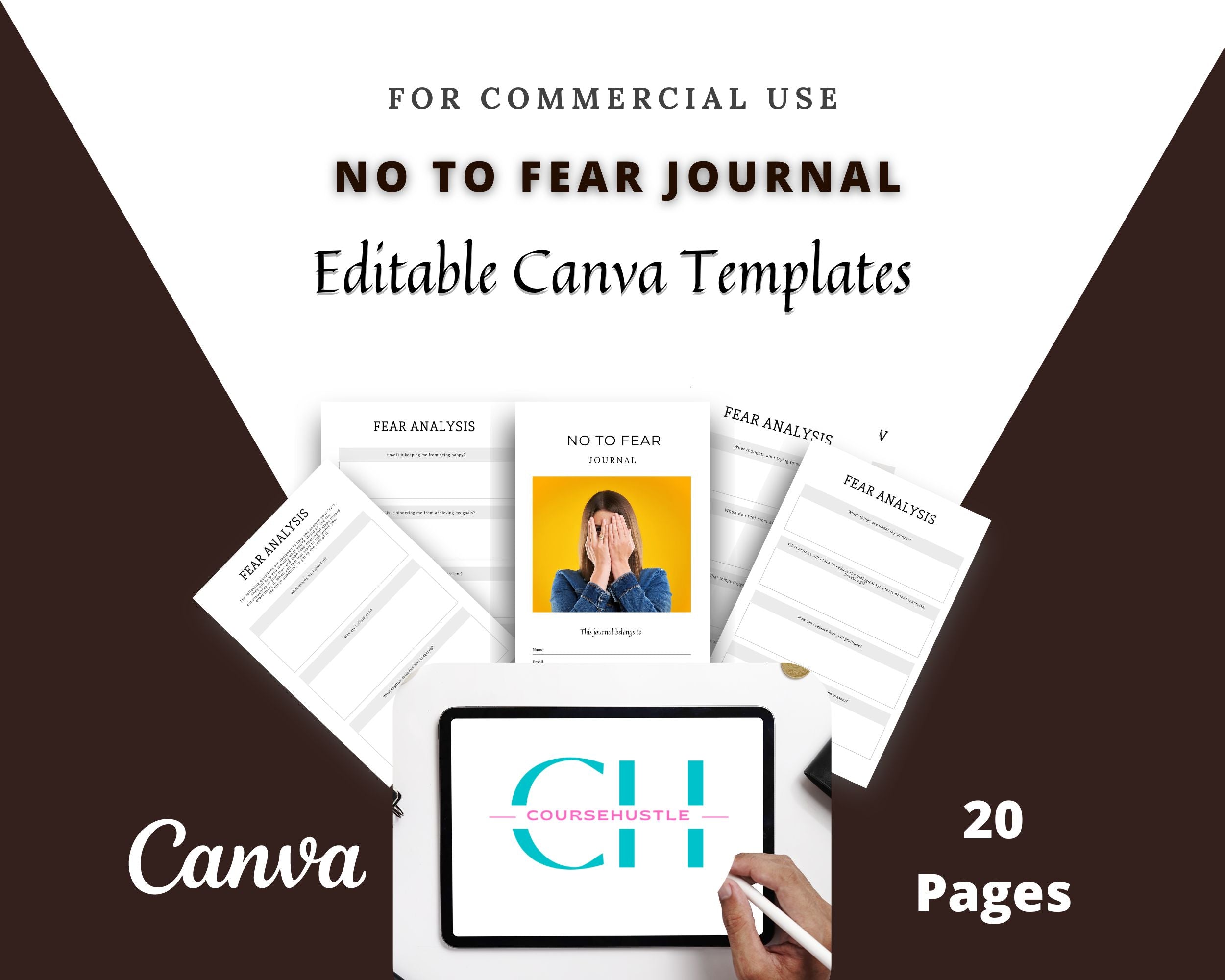 Editable No to Fear Journal in Canva | Commercial Use