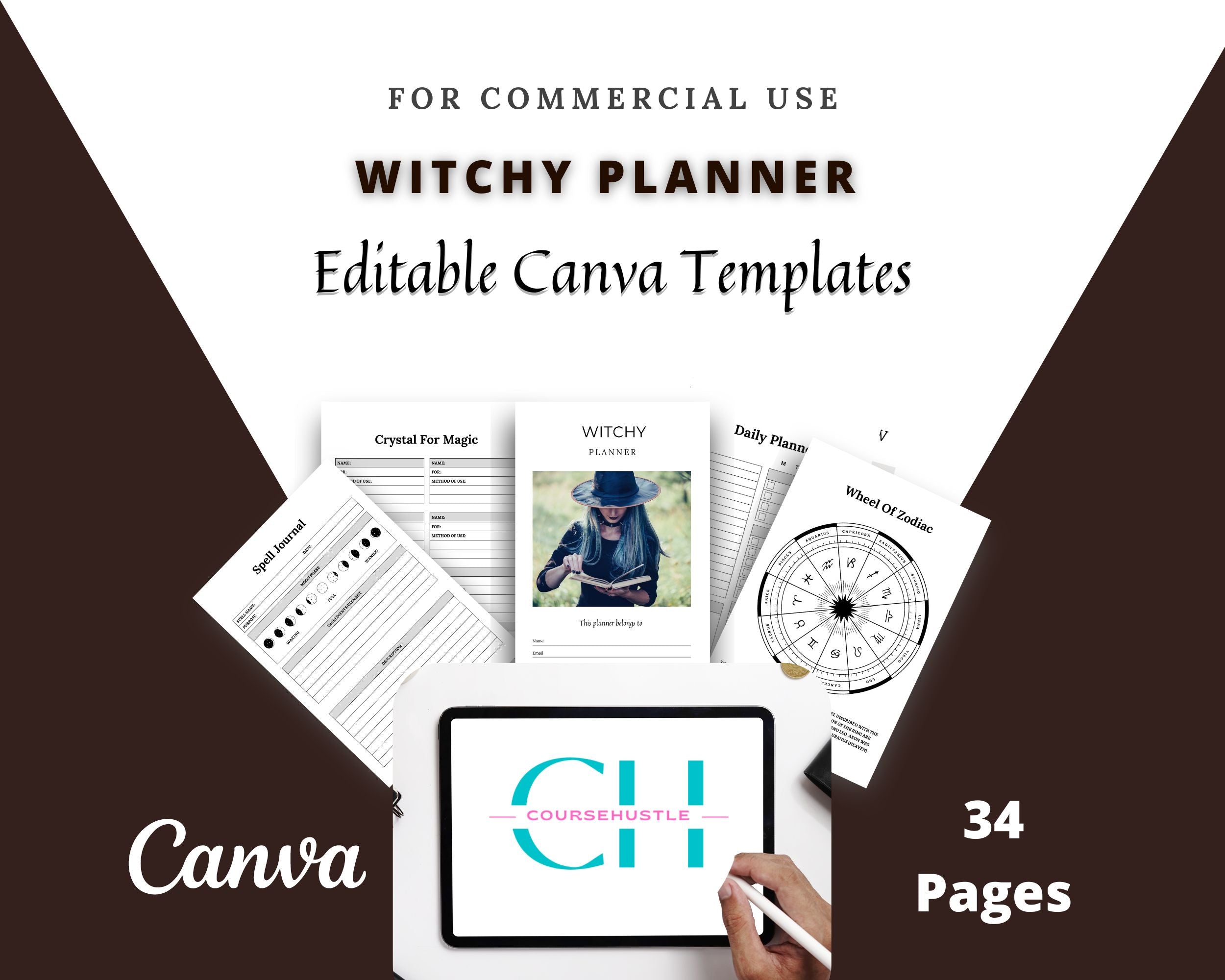 Editable Witchy Planner in Canva | Commercial Use