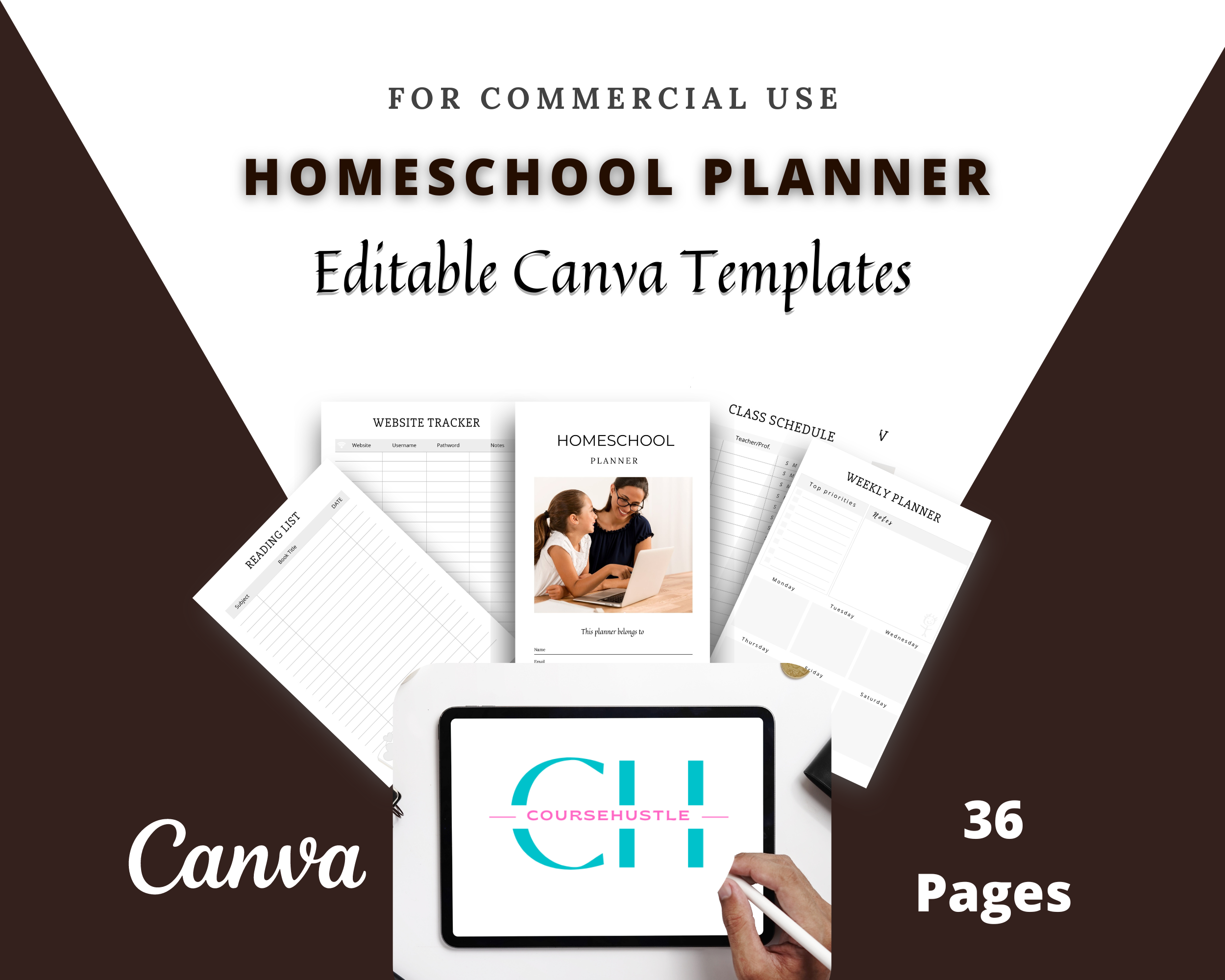 Editable Homeschool Planner in Canva | Commercial Use