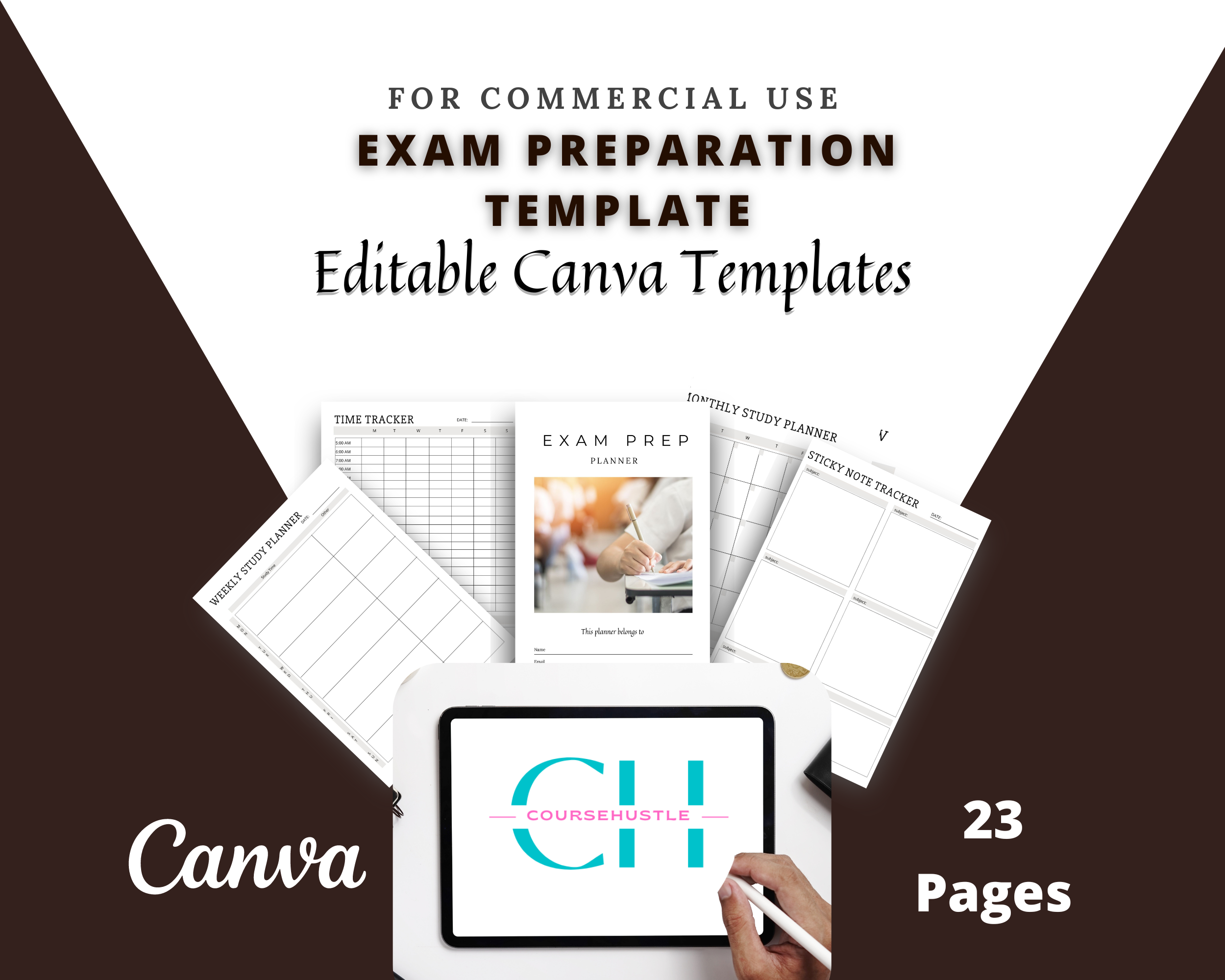 Editable Exam Preparation Planner in Canva | Commercial Use