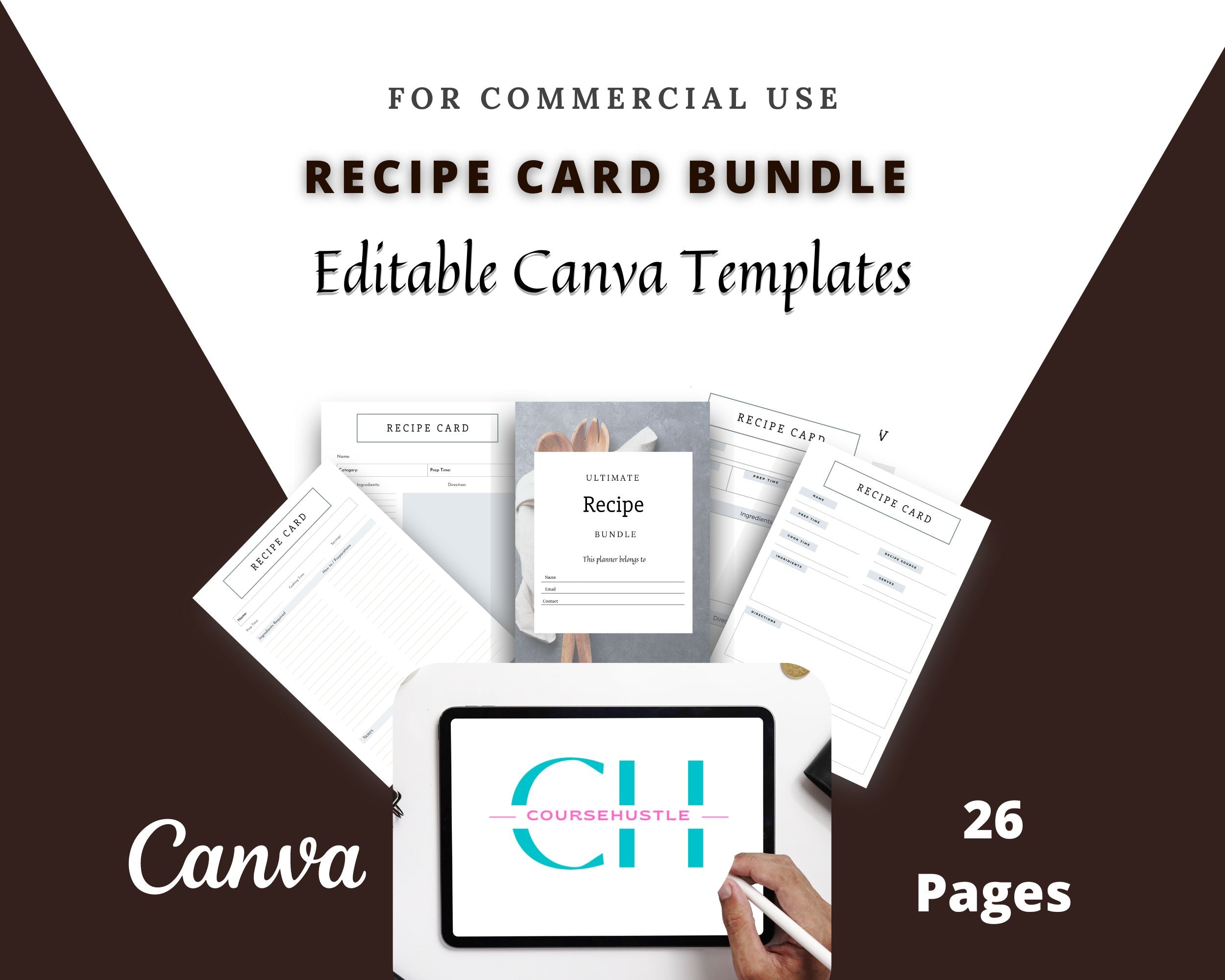 Editable Recipe Binder Templates in Canva | Commercial Use