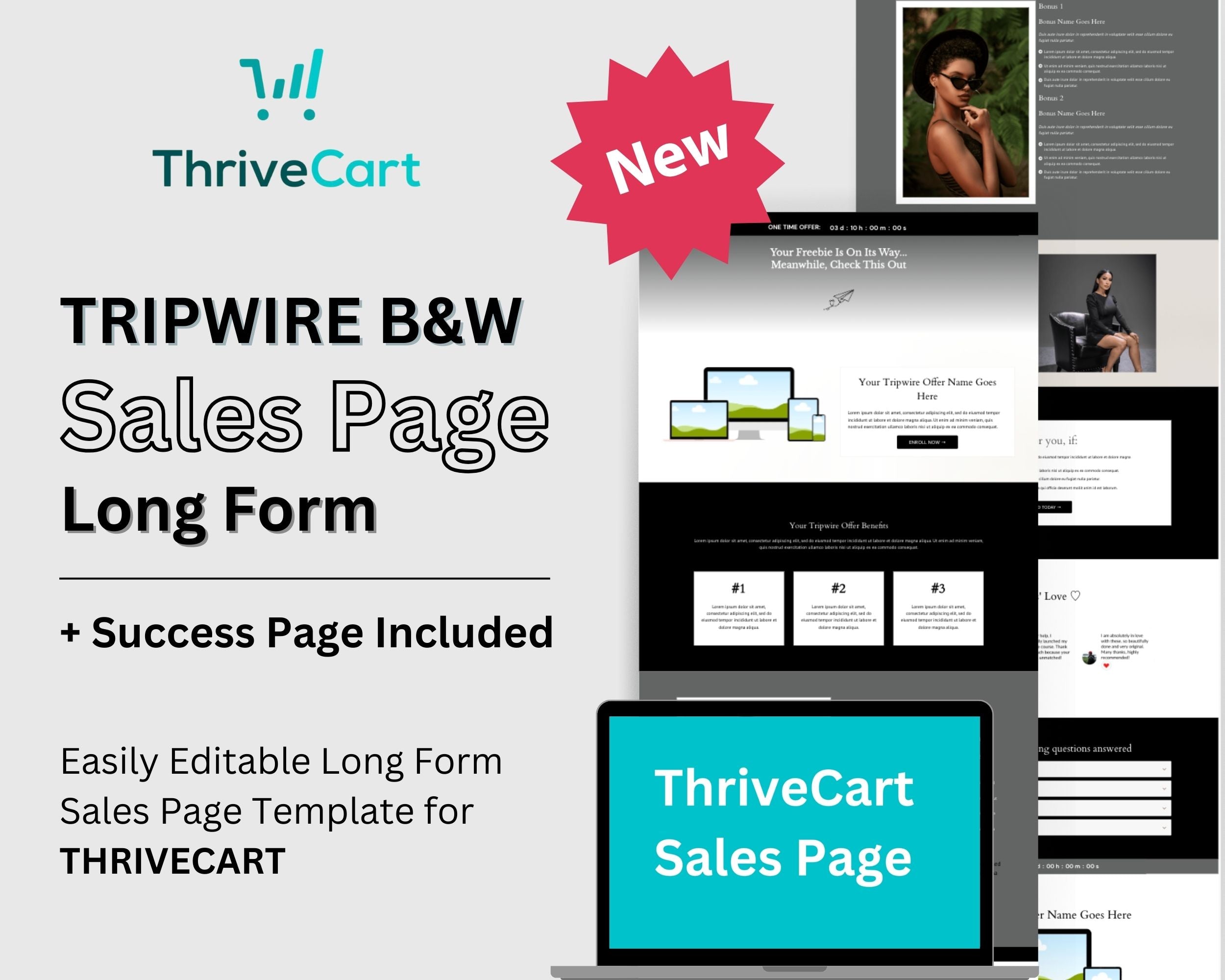 Tripwire Black & White Sales Page Template in ThriveCart