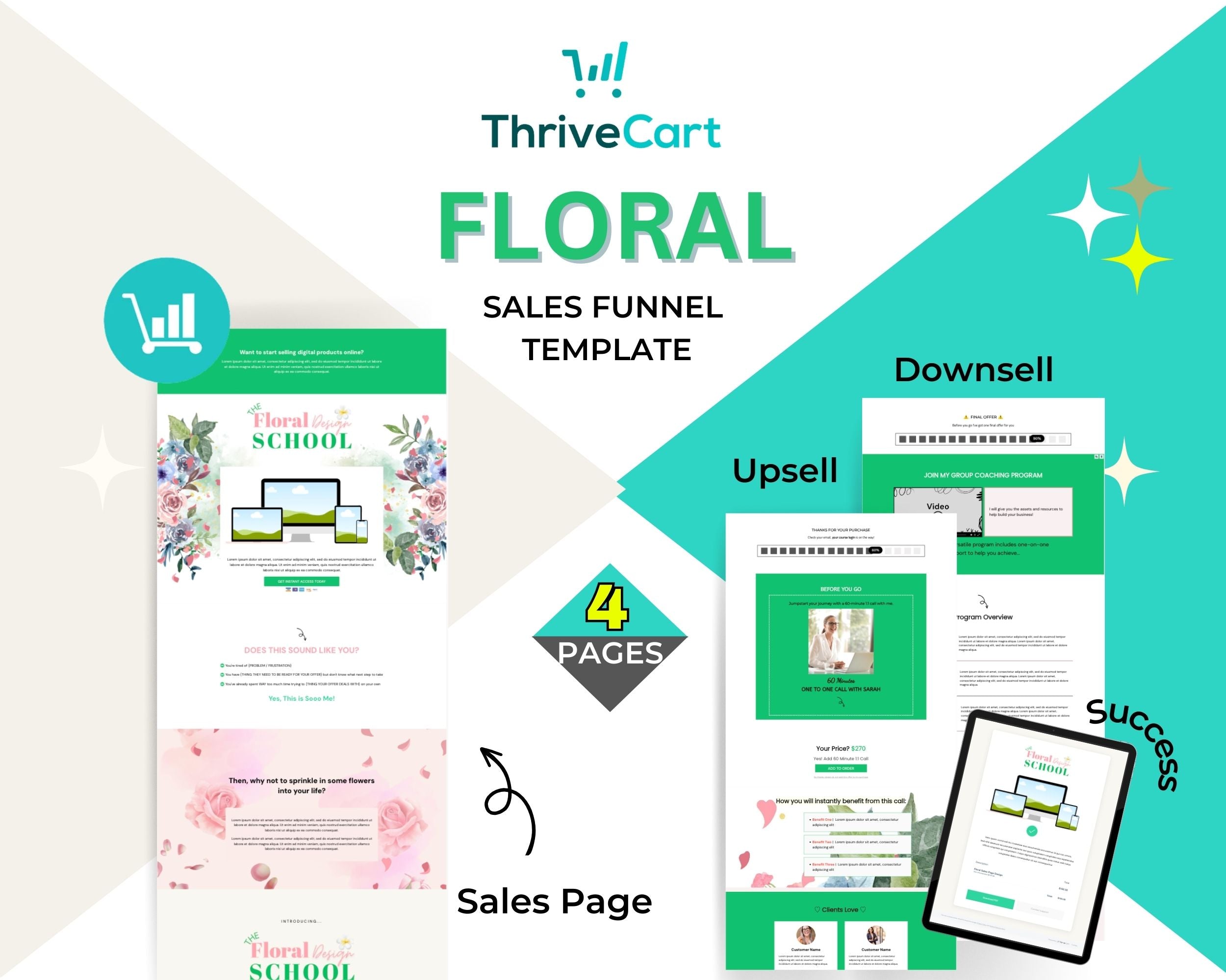 Floral Sales Funnel Template in ThriveCart