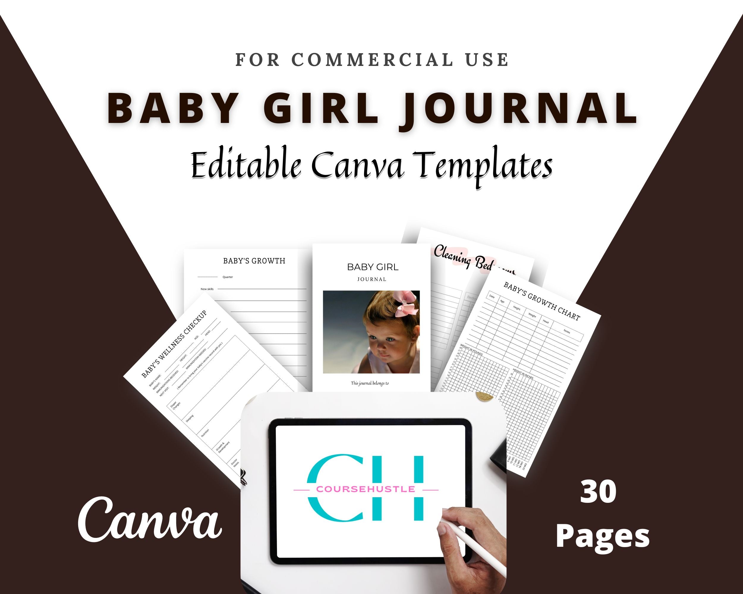 Editable Baby Girl Planner Templates in Canva | Commercial Use