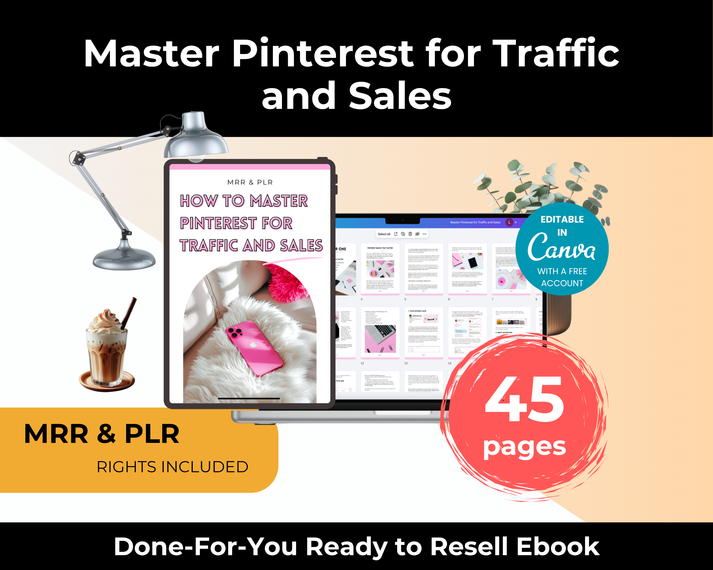 Master Pinterest for Traffic and Sales Ebook in Canva with MRR, PLR Rights
