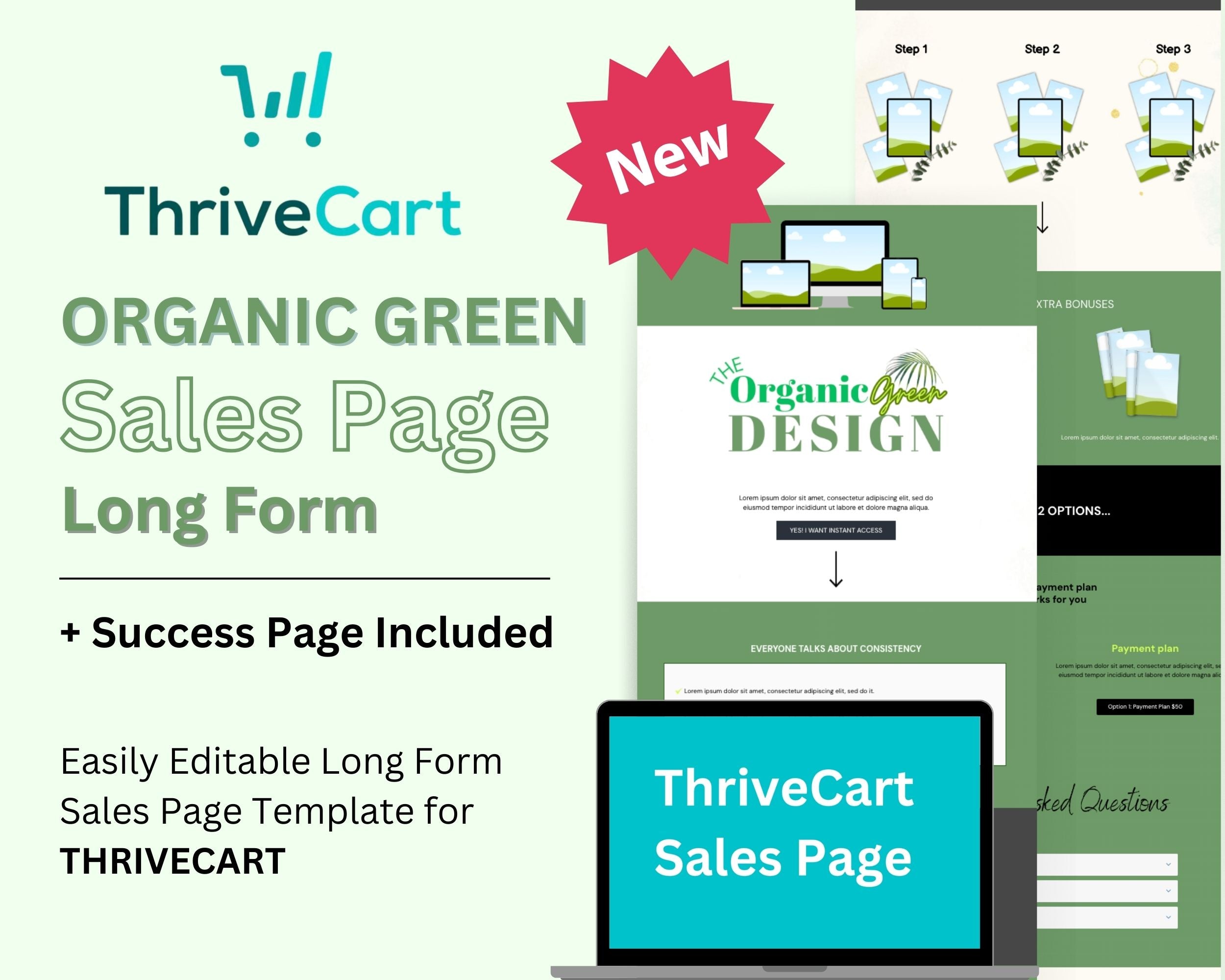 Organic Green Sales Page Template in ThriveCart