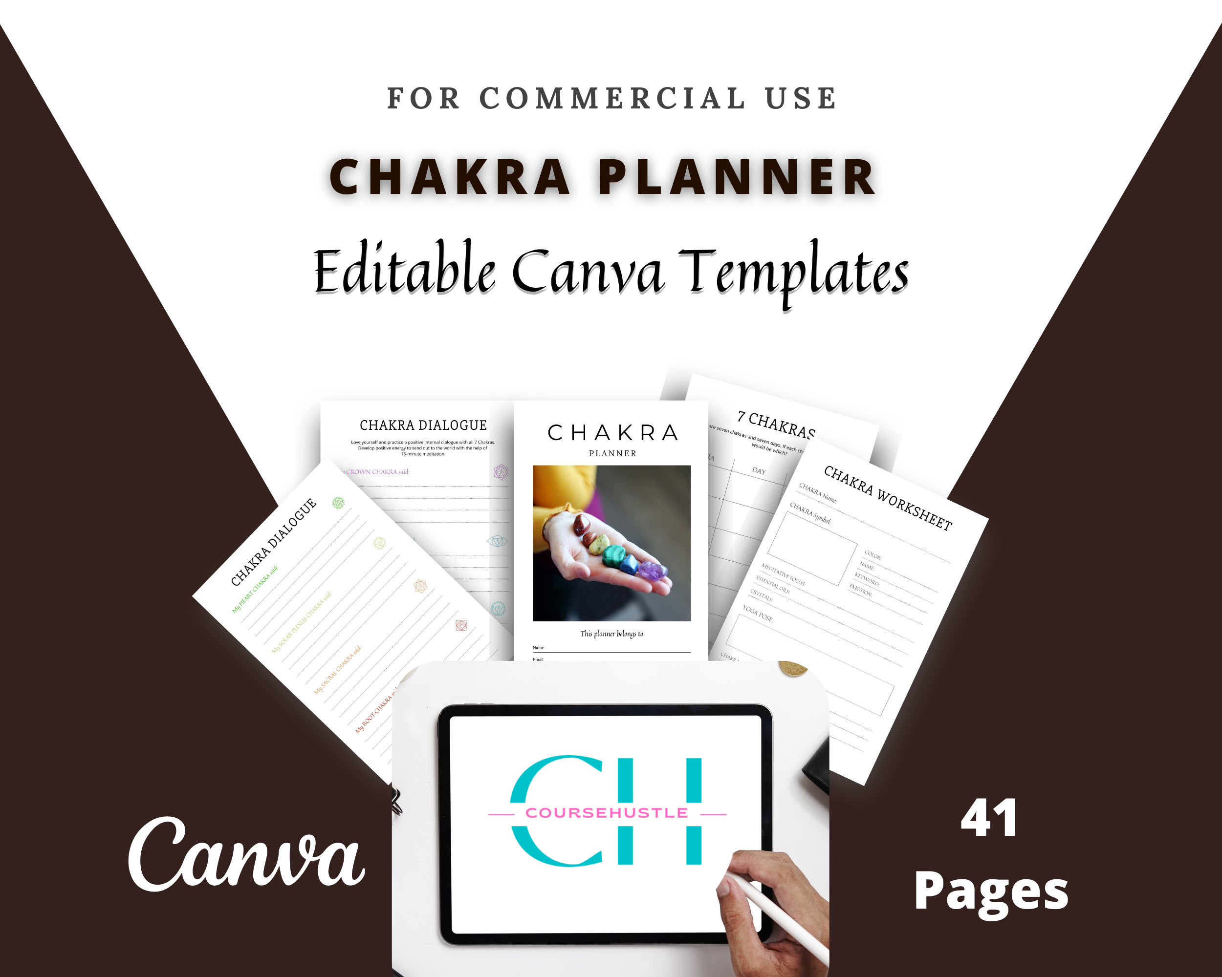 Editable Chakra Planner in Canva | Commercial Use