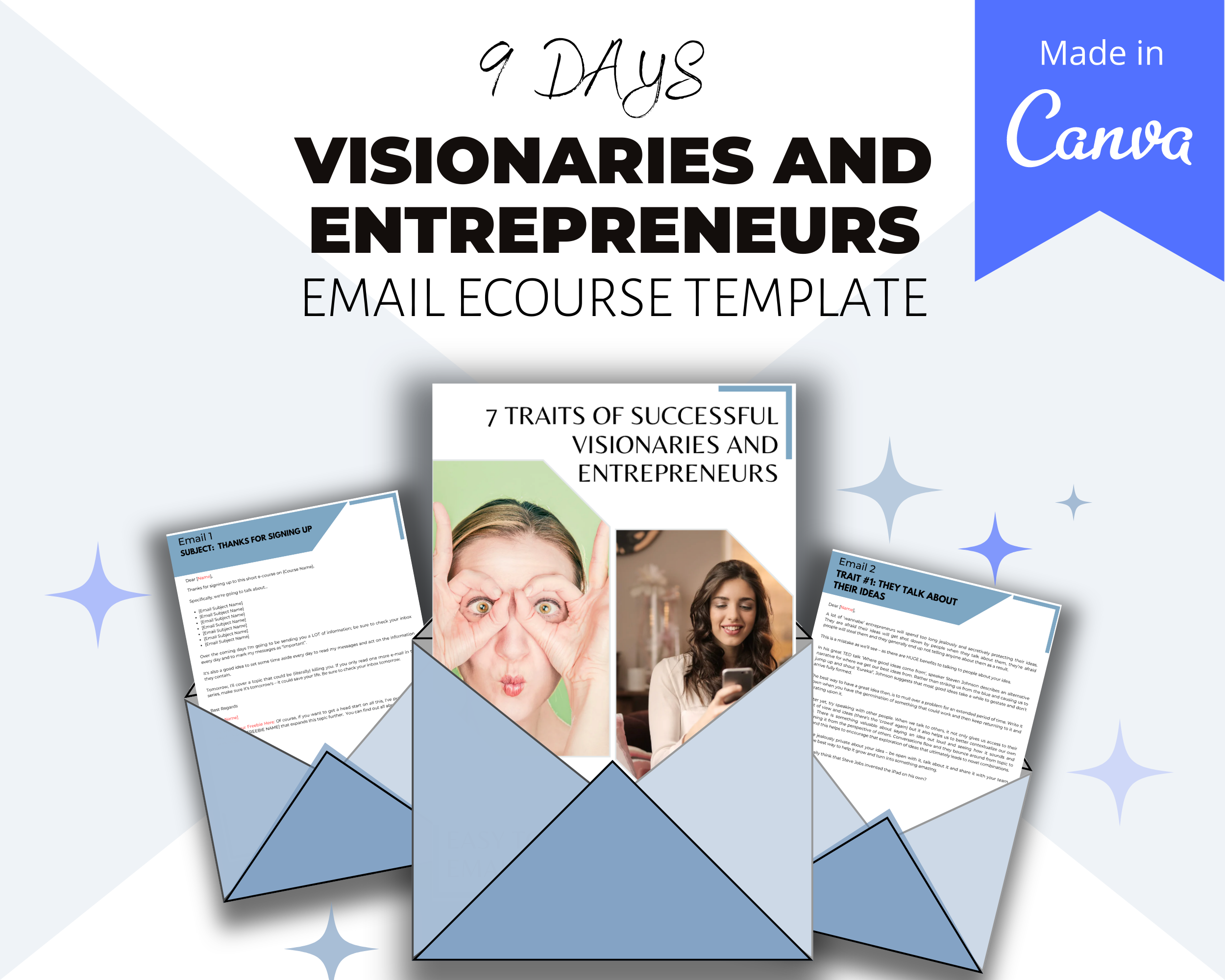 Editable 7 Traits of Successful Visionaries and Entrepreneurs Emails | Done-for-You eCourse