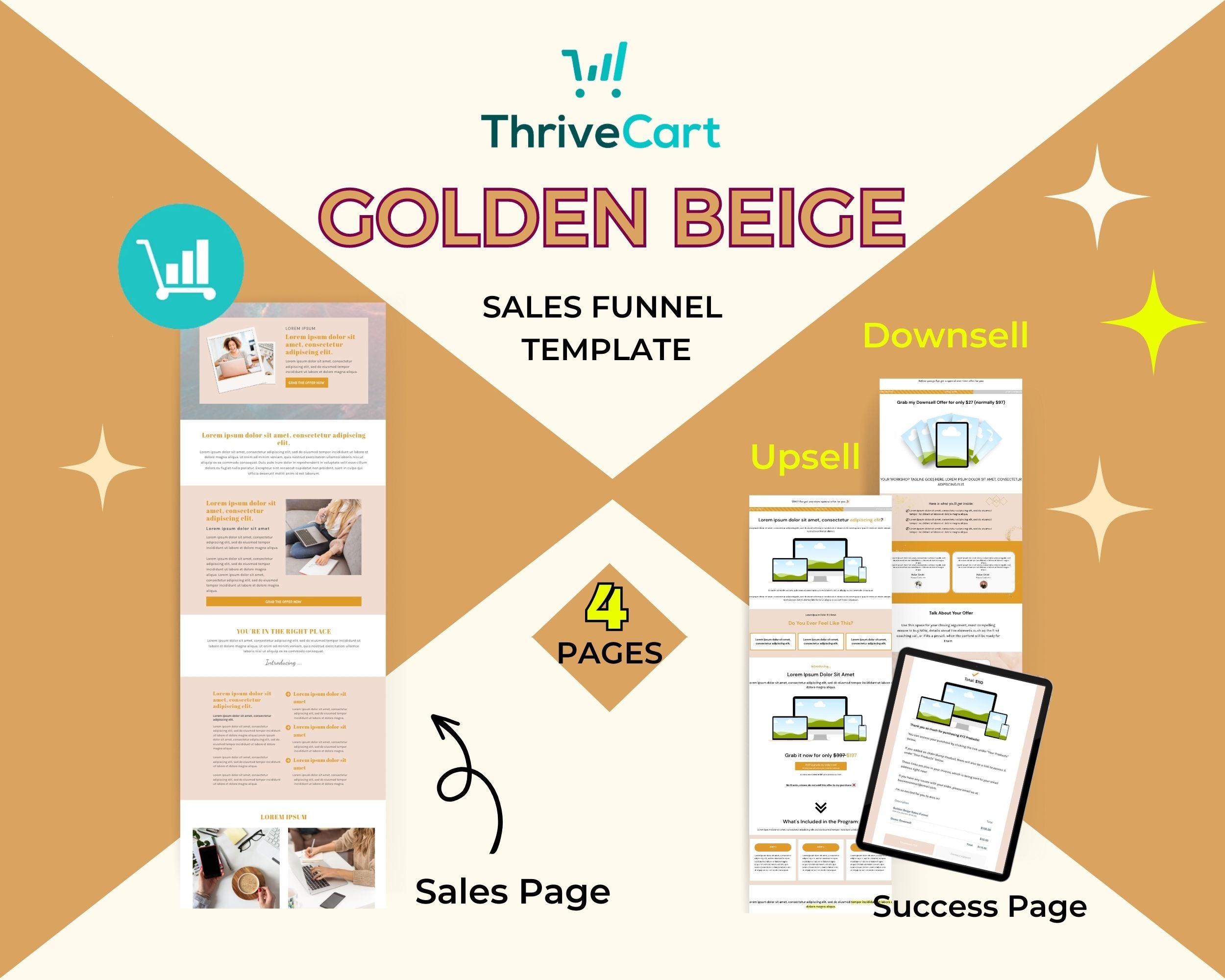 Golden Beige ThriveCart 4-Page Sales Funnel Template