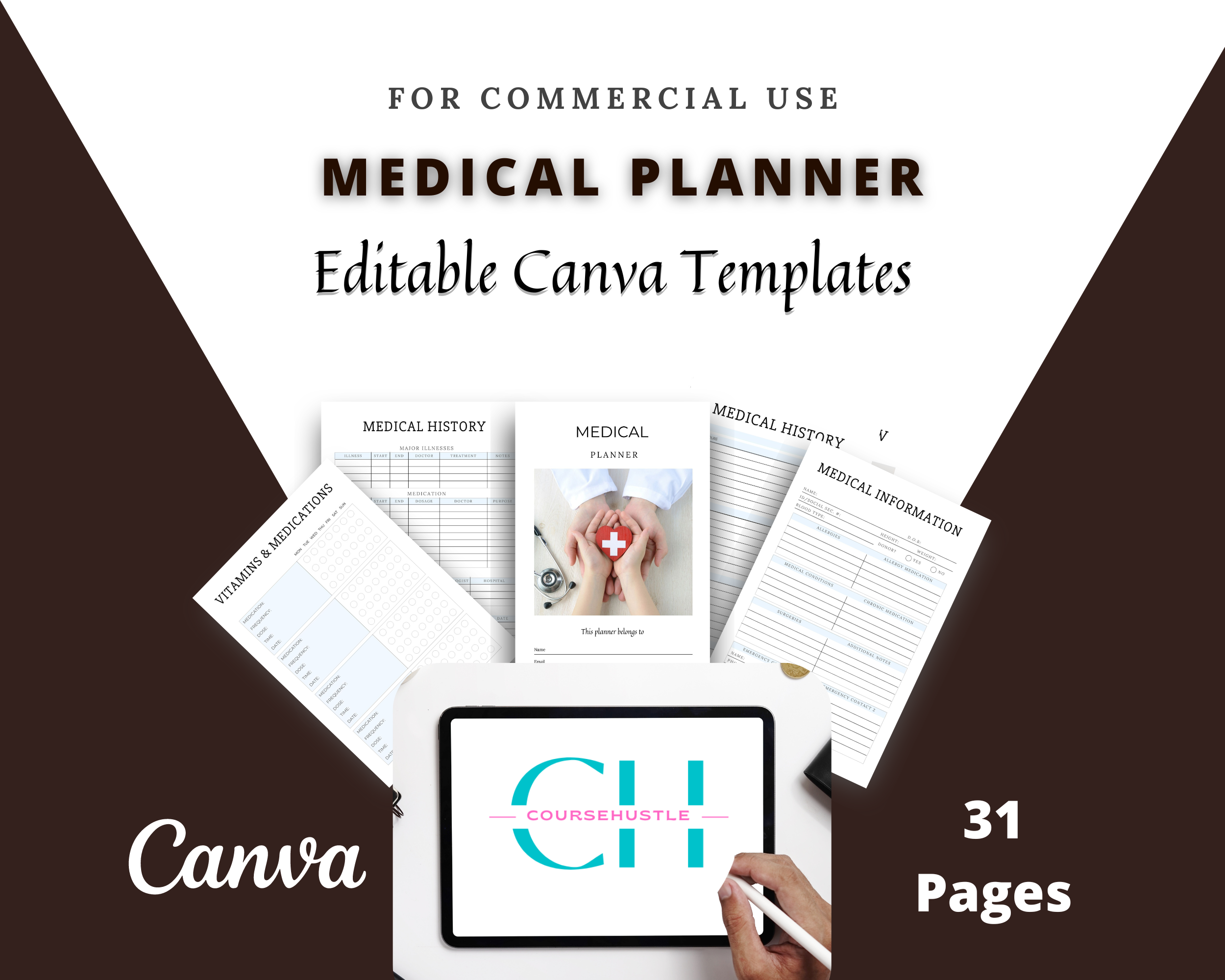 Editable Medical Planner in Canva | Commercial Use