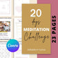 20 Days Meditation Challenge | Meditation Challenge Plan for Beginners | Editable Canva Template A4 Size