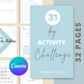 31-Day Activity Challenge | Editable Canva Template A4 Size