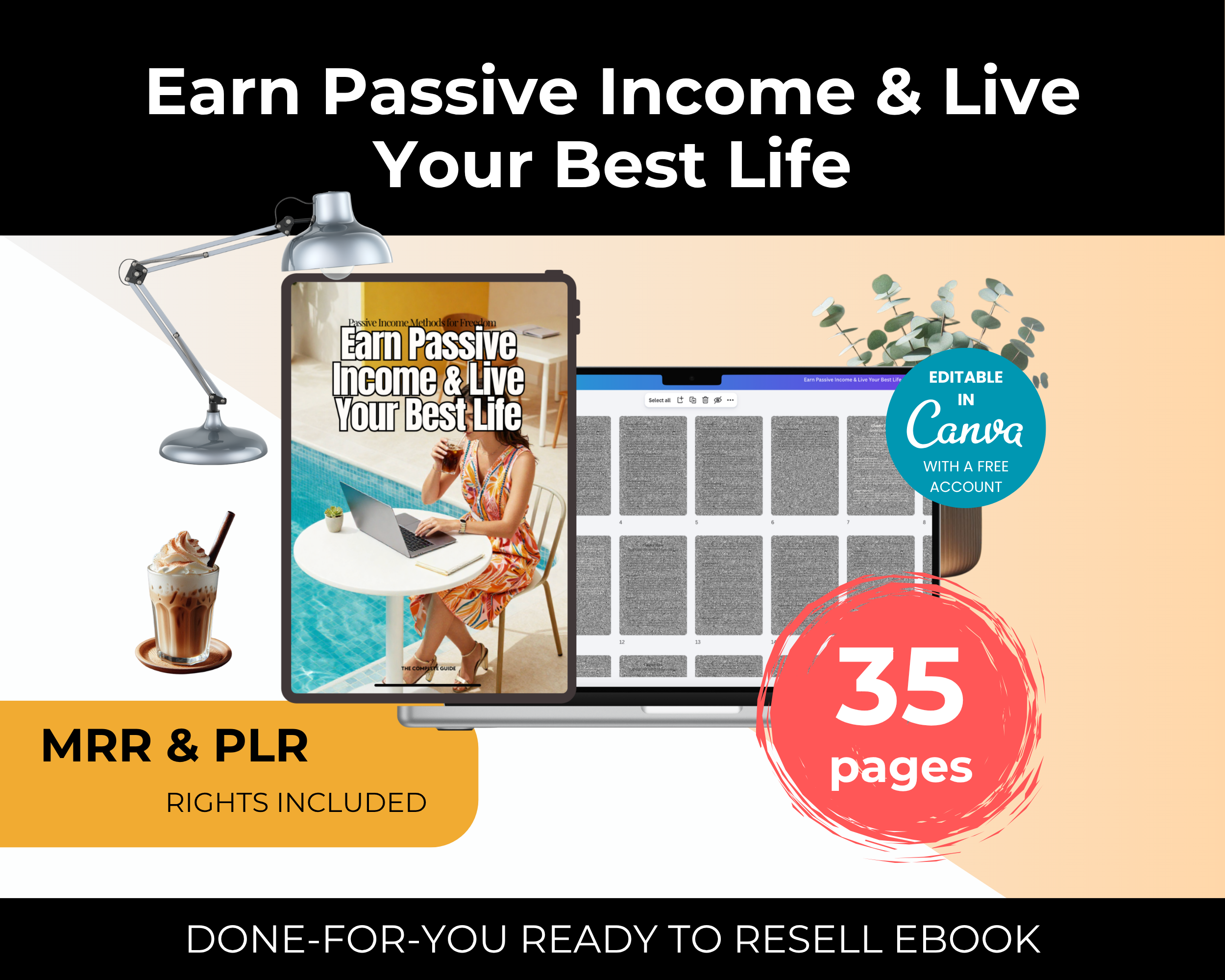 Earn Passive Income & Live Your Best Life Ebook in Canva