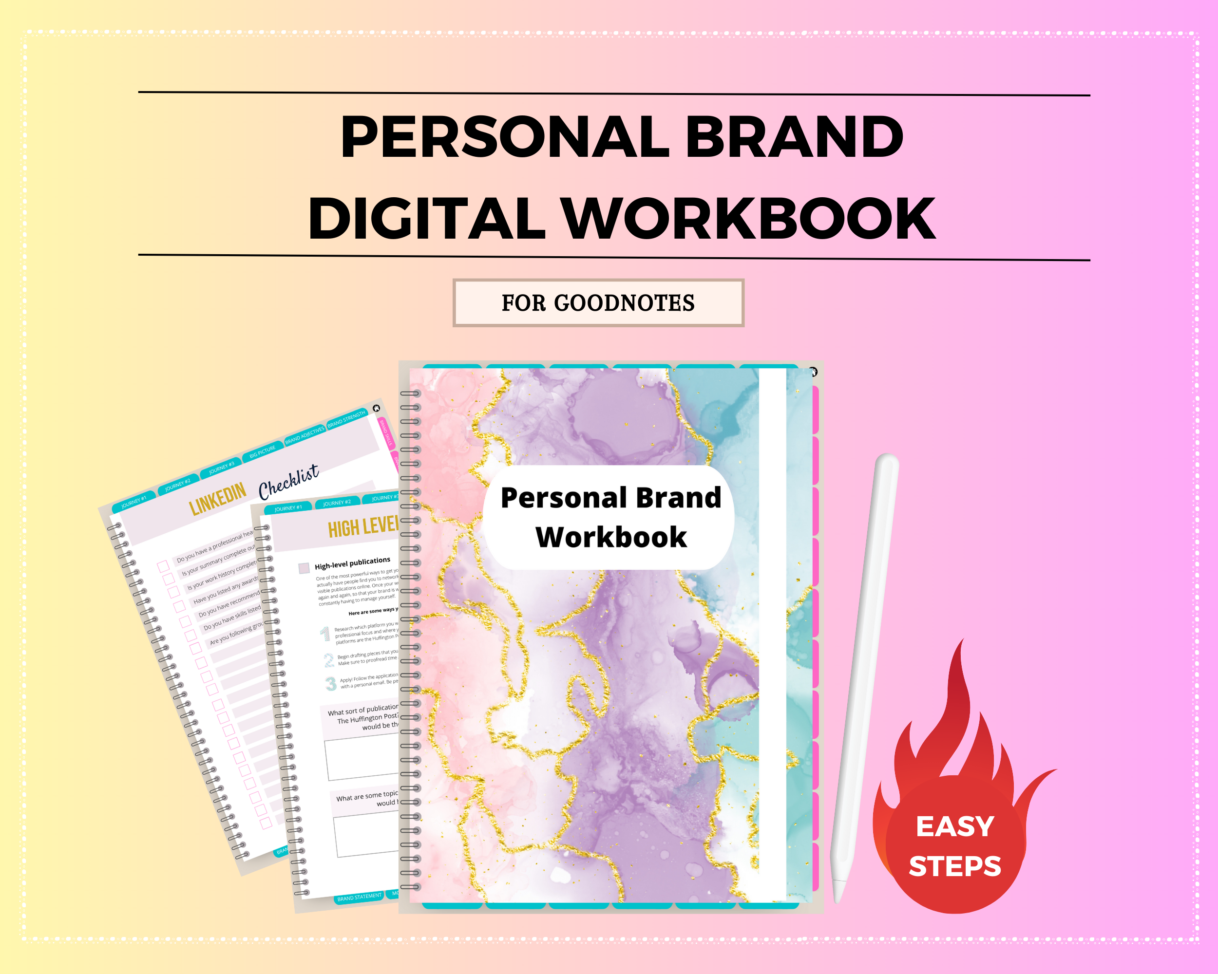 Personal Brand Digital Workbook | Hyperlinked PDF | Suitable with Goodnes & Notability