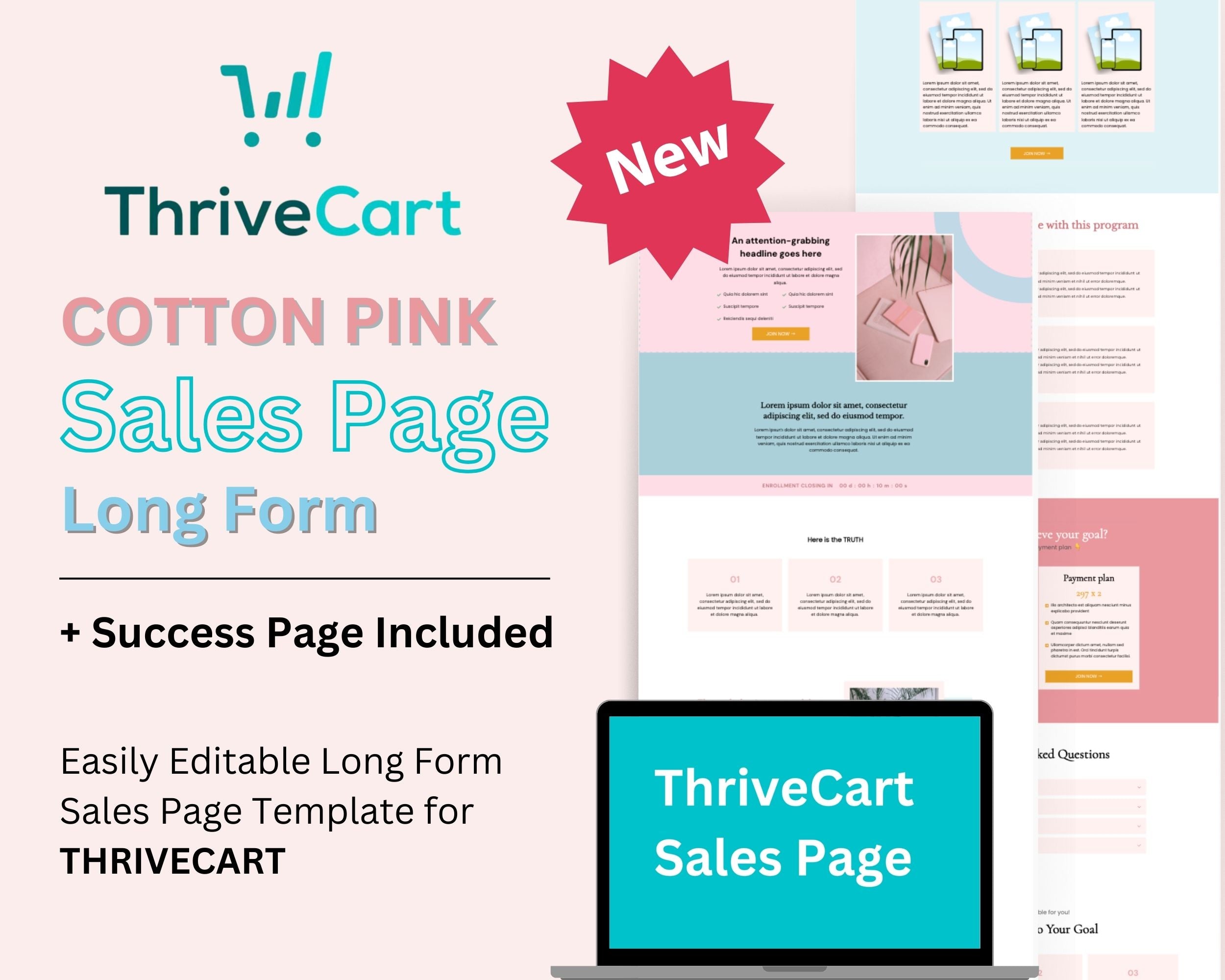 Cotton Pink Sales Page Template in ThriveCart