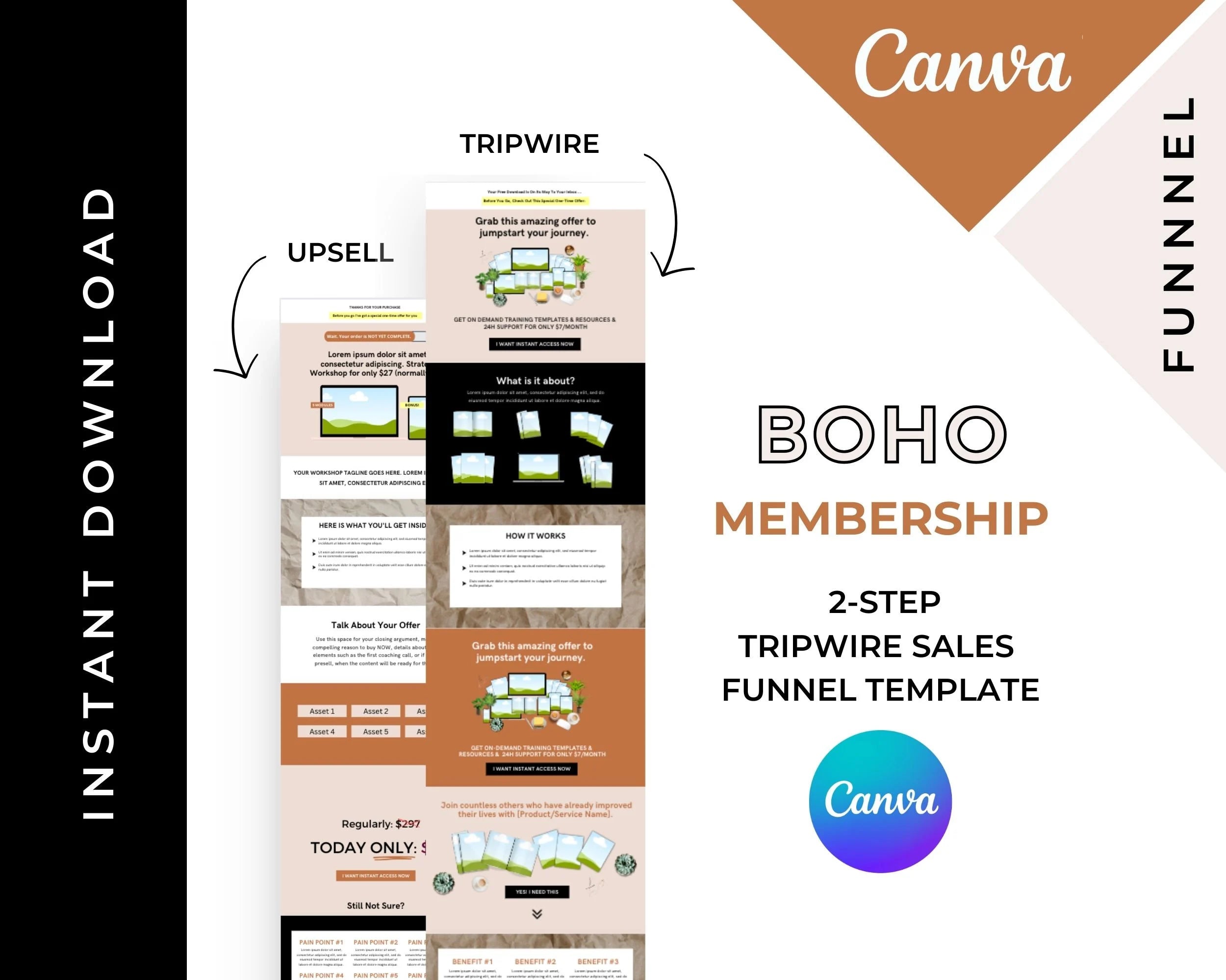 Boho Membership 2-Step Tripwire Sales Funnel in Canva