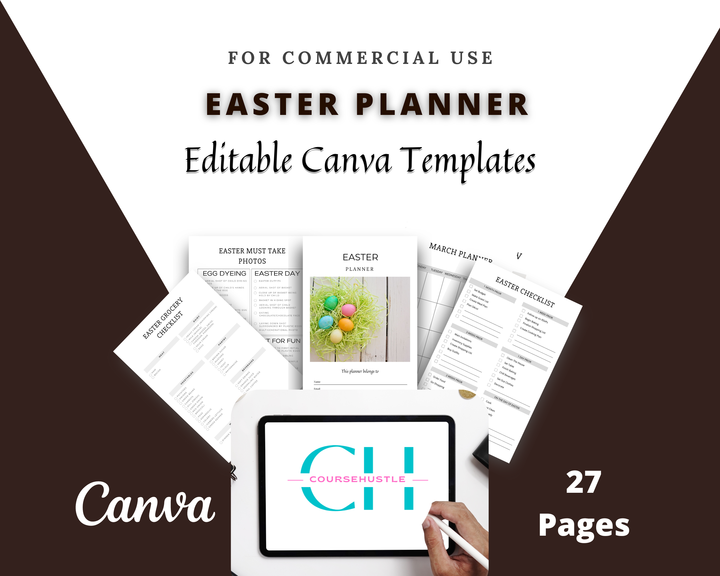 Editable Easter Planner in Canva | Canva Template Pack | Easter Planner Canva | Commercial Use