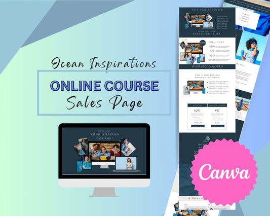 Ocean Online Course Canva Sales Page Template