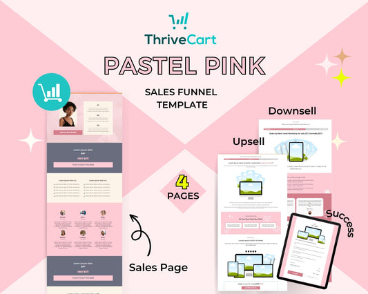 Pastel Pink ThriveCart 4-Page Sales Funnel Template