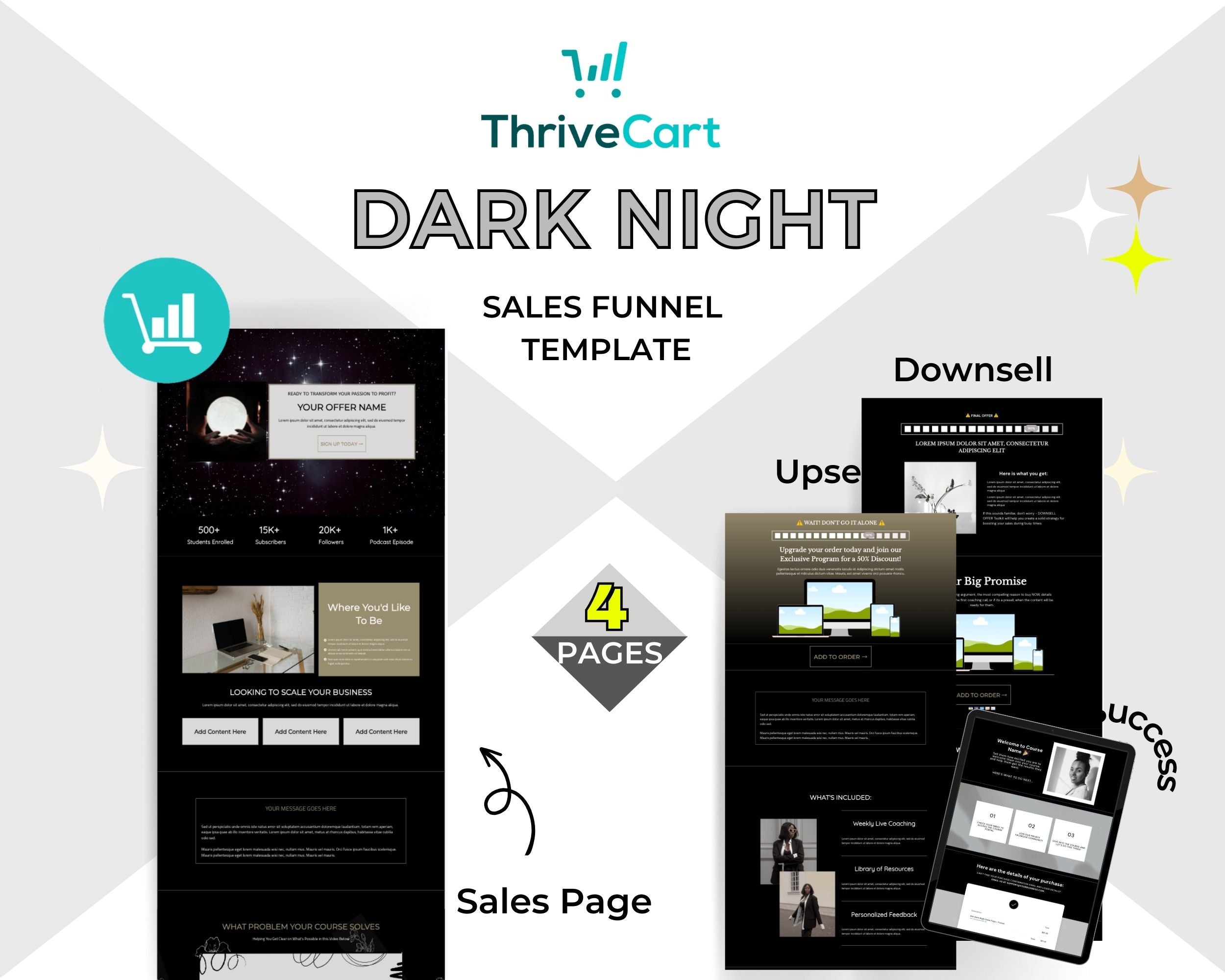 Dark Night Enhanced ThriveCart 4-Page Sales Funnel