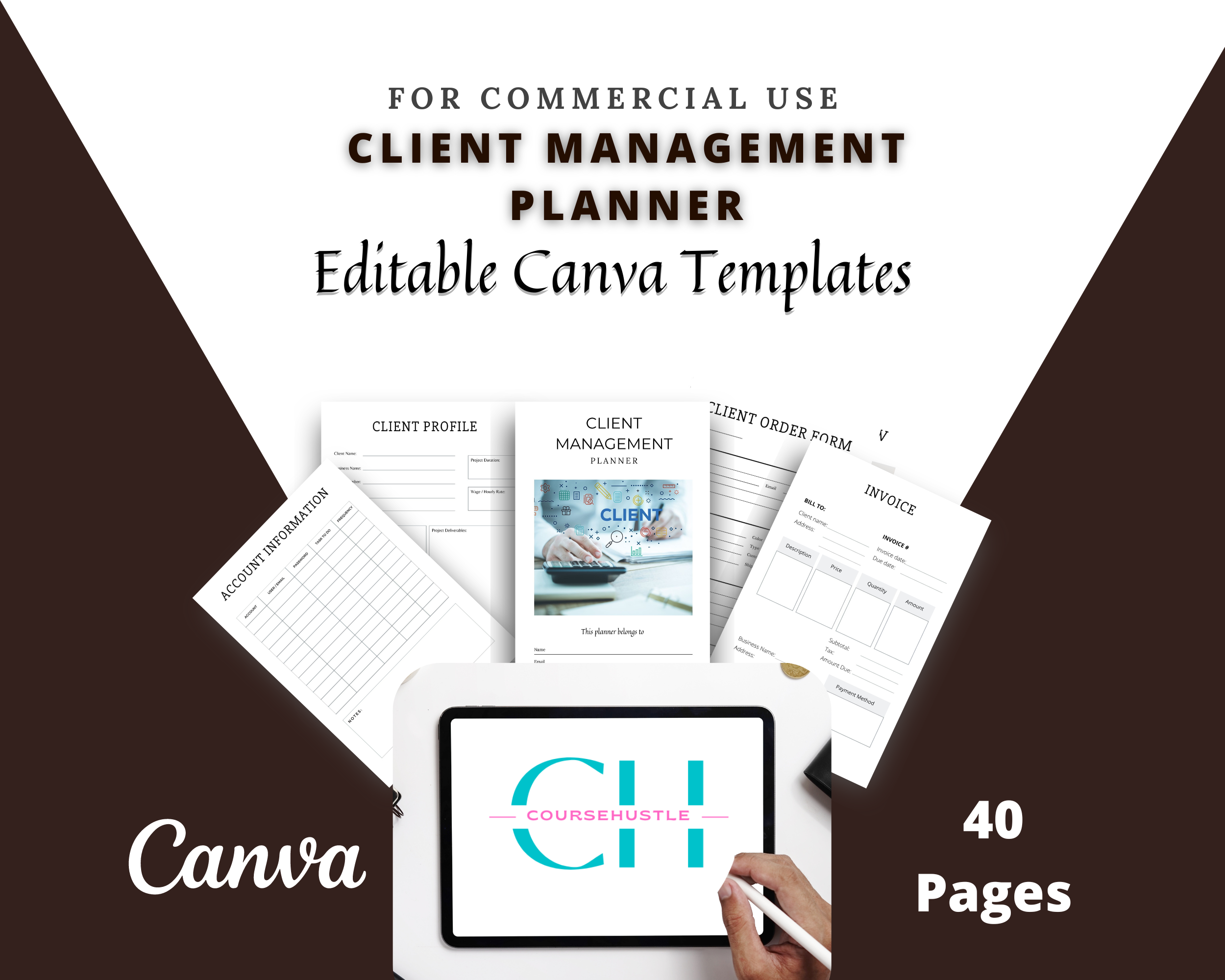 Editable Client Management Planner in Canva | Commercial Use