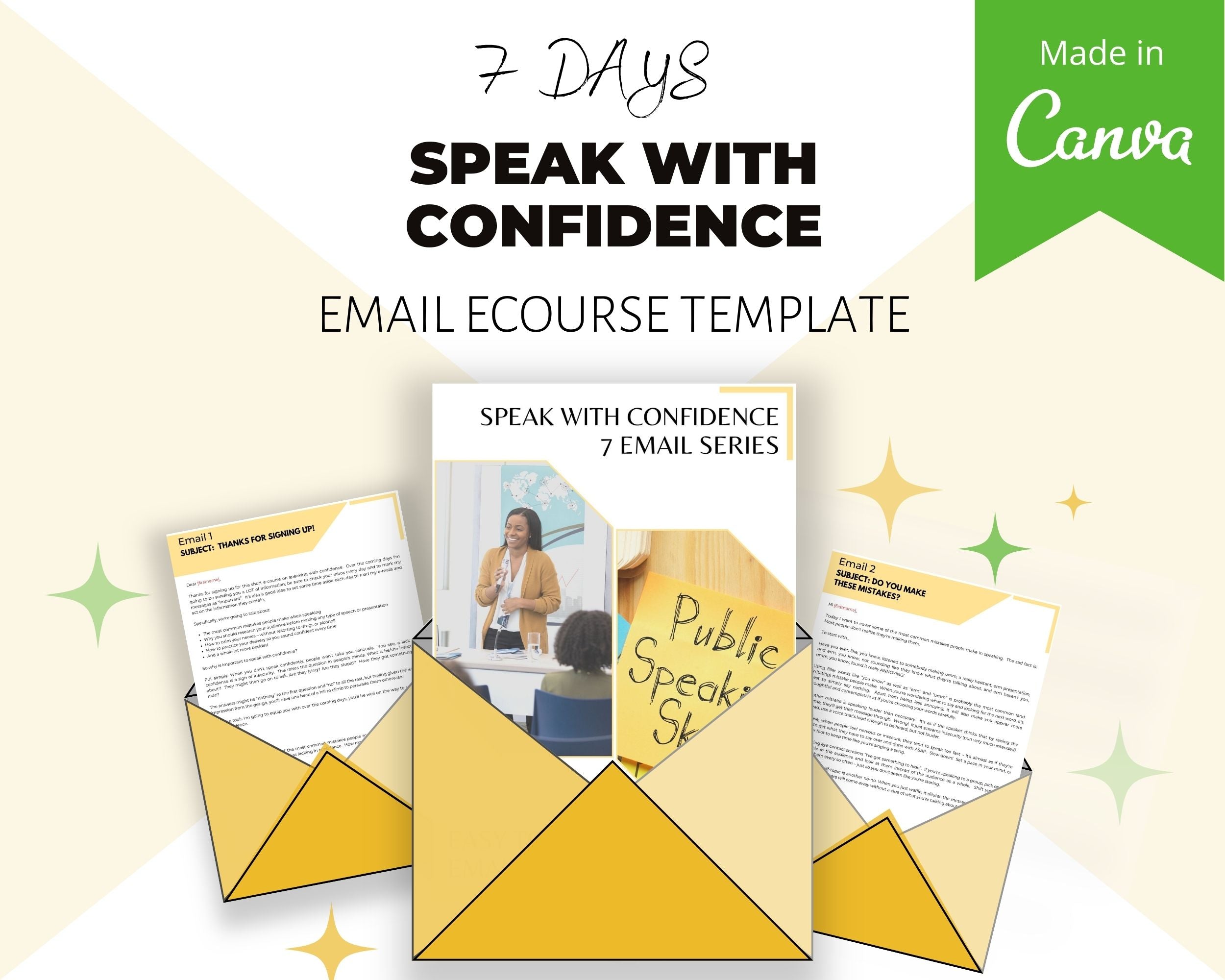 Editable Speak With Confidence Emails | Done-for-You eCourse | Rebrandable Newsletter