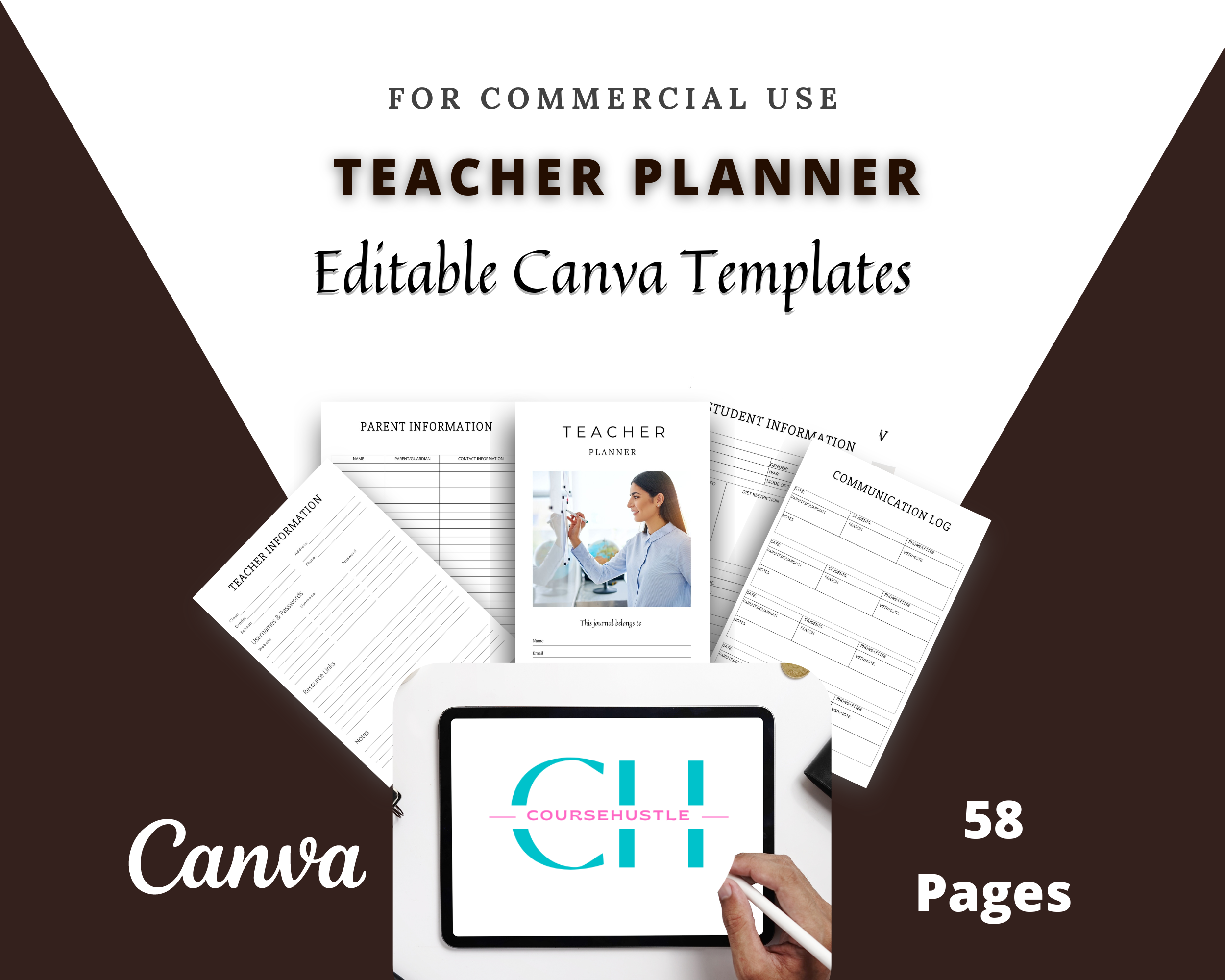 Editable Teacher Planner Templates in Canva | Commercial Use