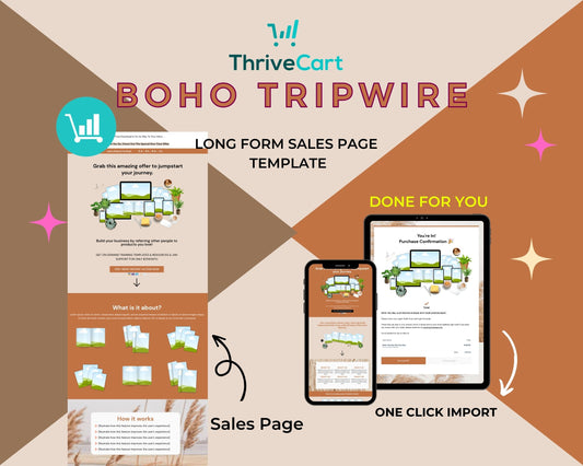 Boho Tripwire Membership Sales Page Template in ThriveCart