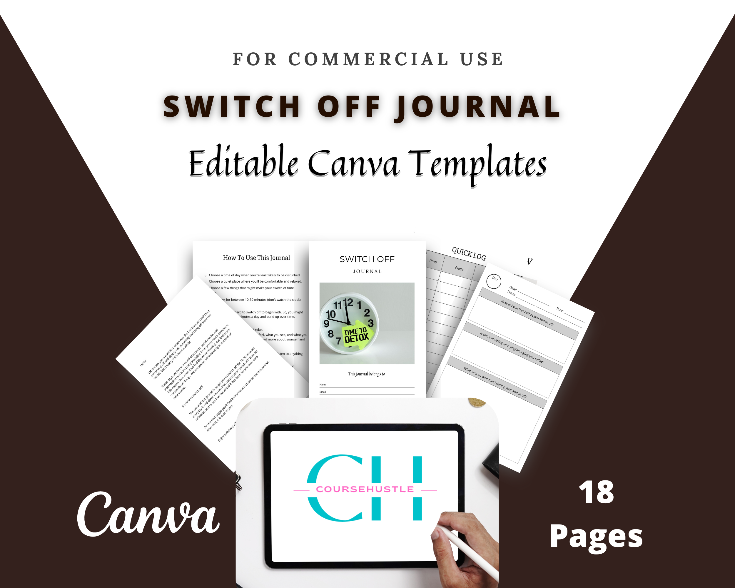 Editable Switch Off Planner Templates in Canva | Commercial Use