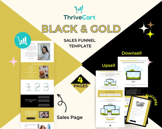 Black & Gold ThriveCart 4-Page Sales Funnel Template