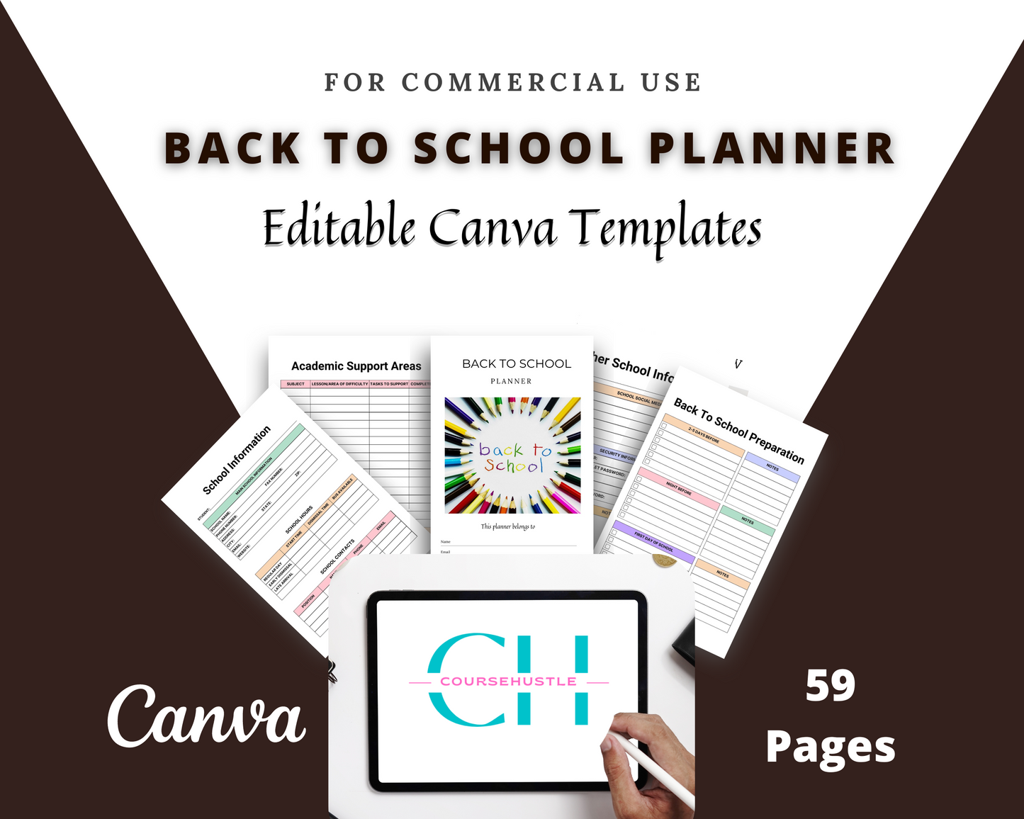 Editable Back to School Planner in Canva | Canva Template Pack | Commercial Use