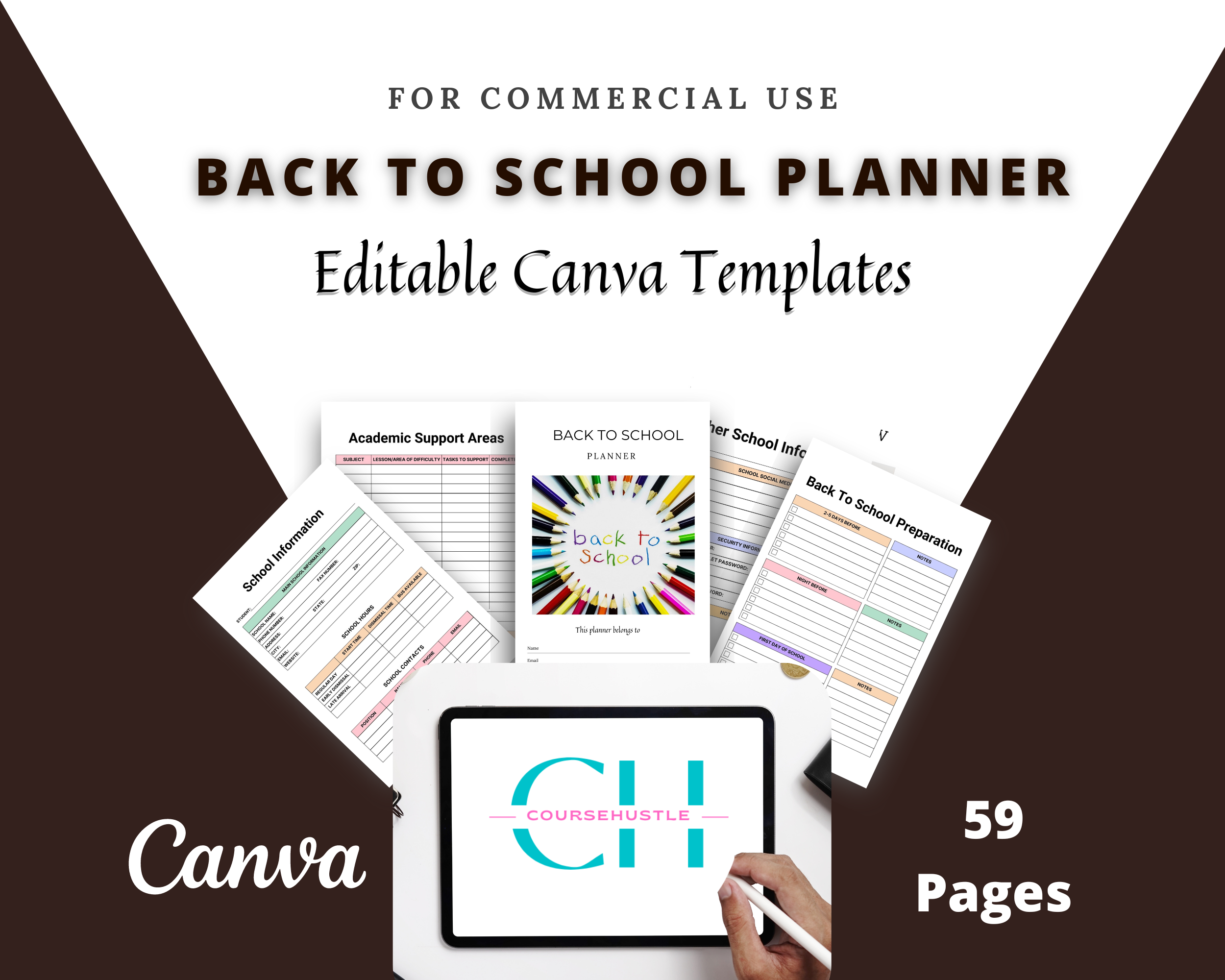 Editable Back to School Planner in Canva | Canva Template Pack | Commercial Use