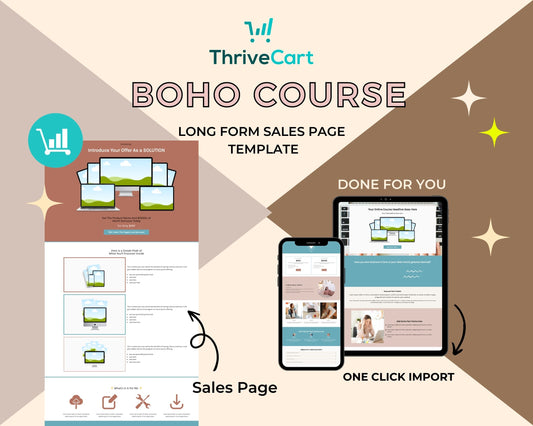 Boho Online Course Sales Page Template in Thrivecart