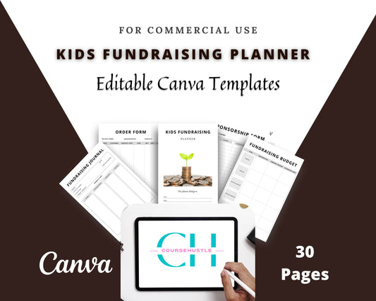 Editable Kids Fundraising Planner in Canva | Canva Template Pack | Commercial Use