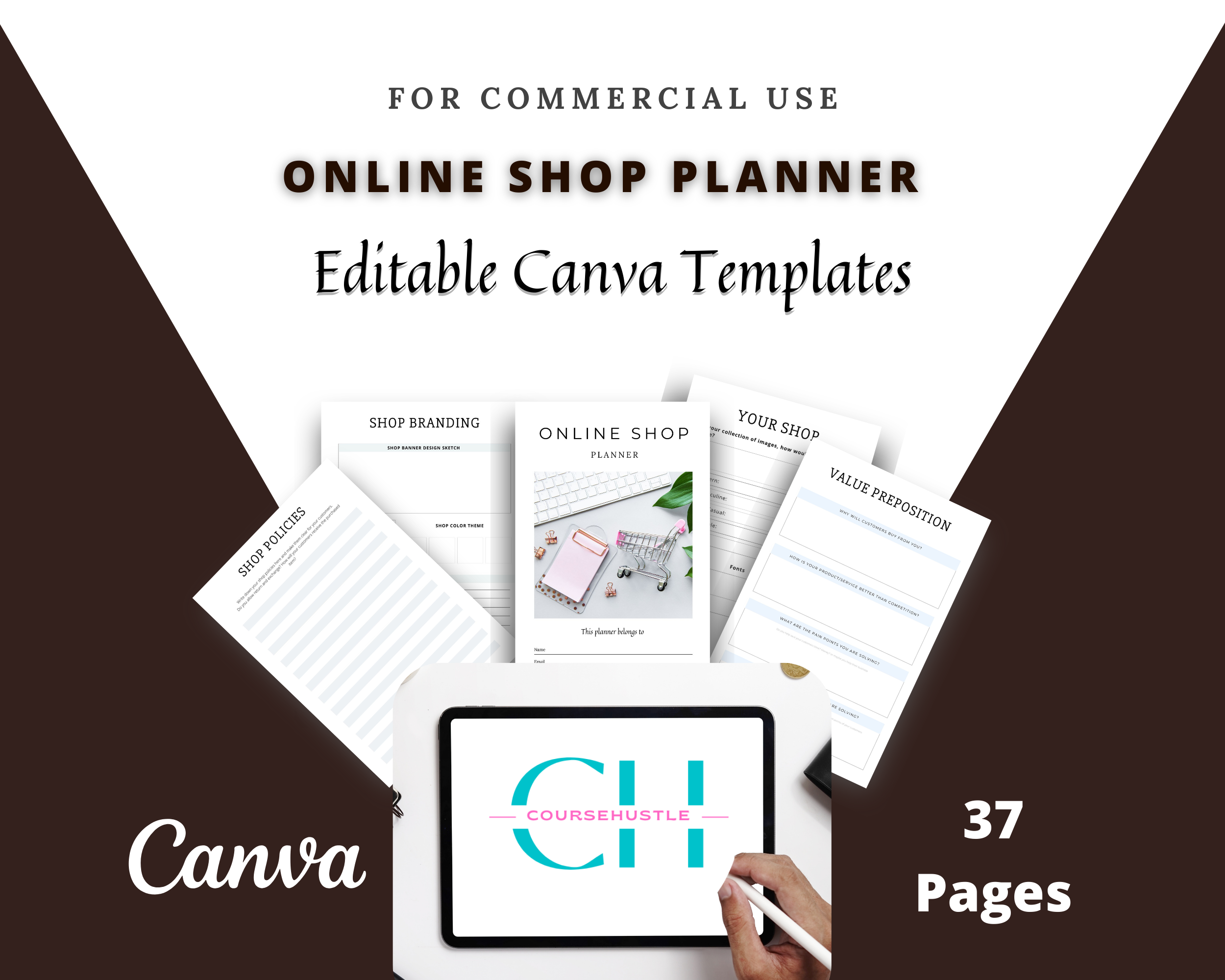 Editable Online Shop Planner Templates in Canva | Commercial Use