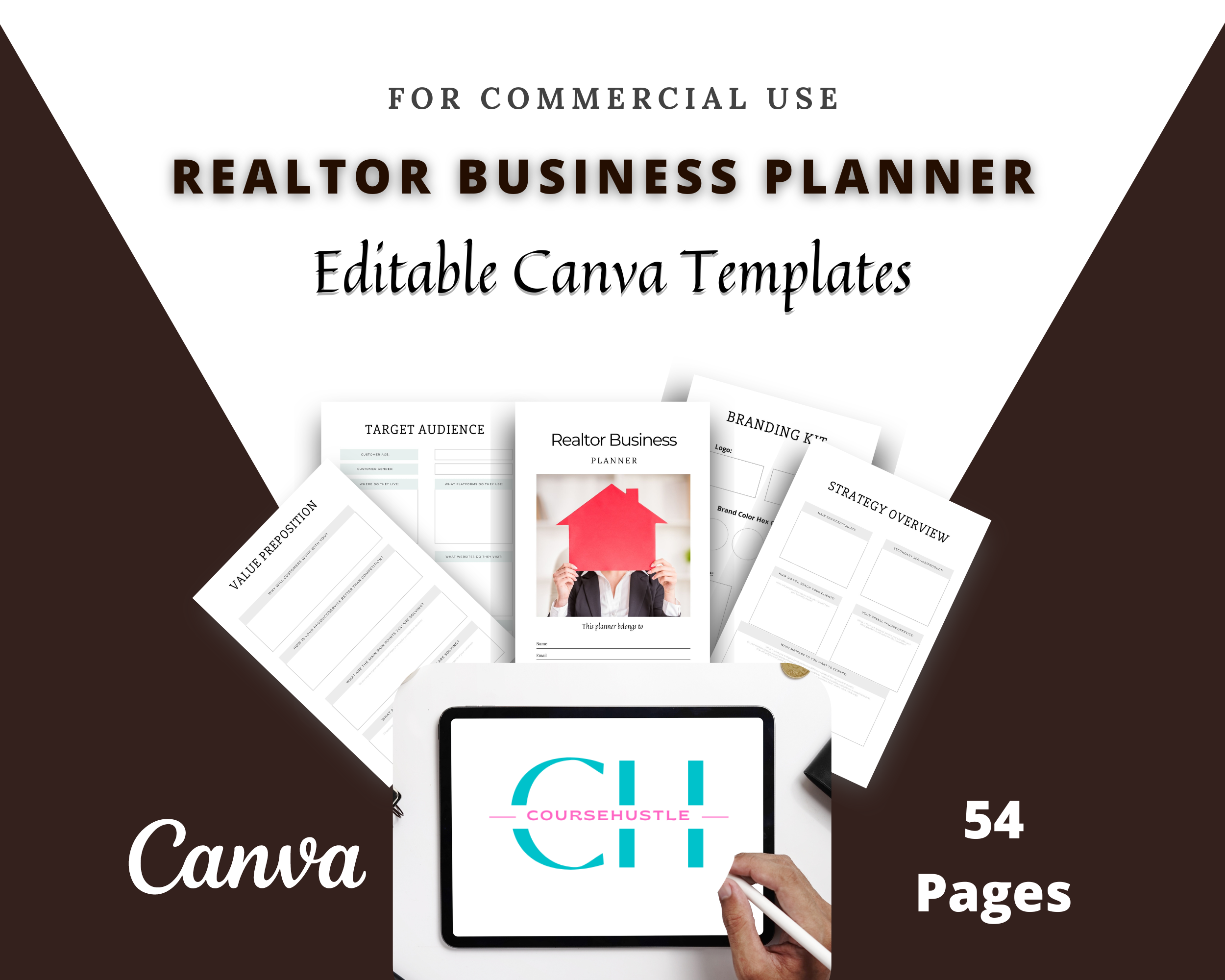 Editable Realtor Business Planner in Canva | Commercial Use