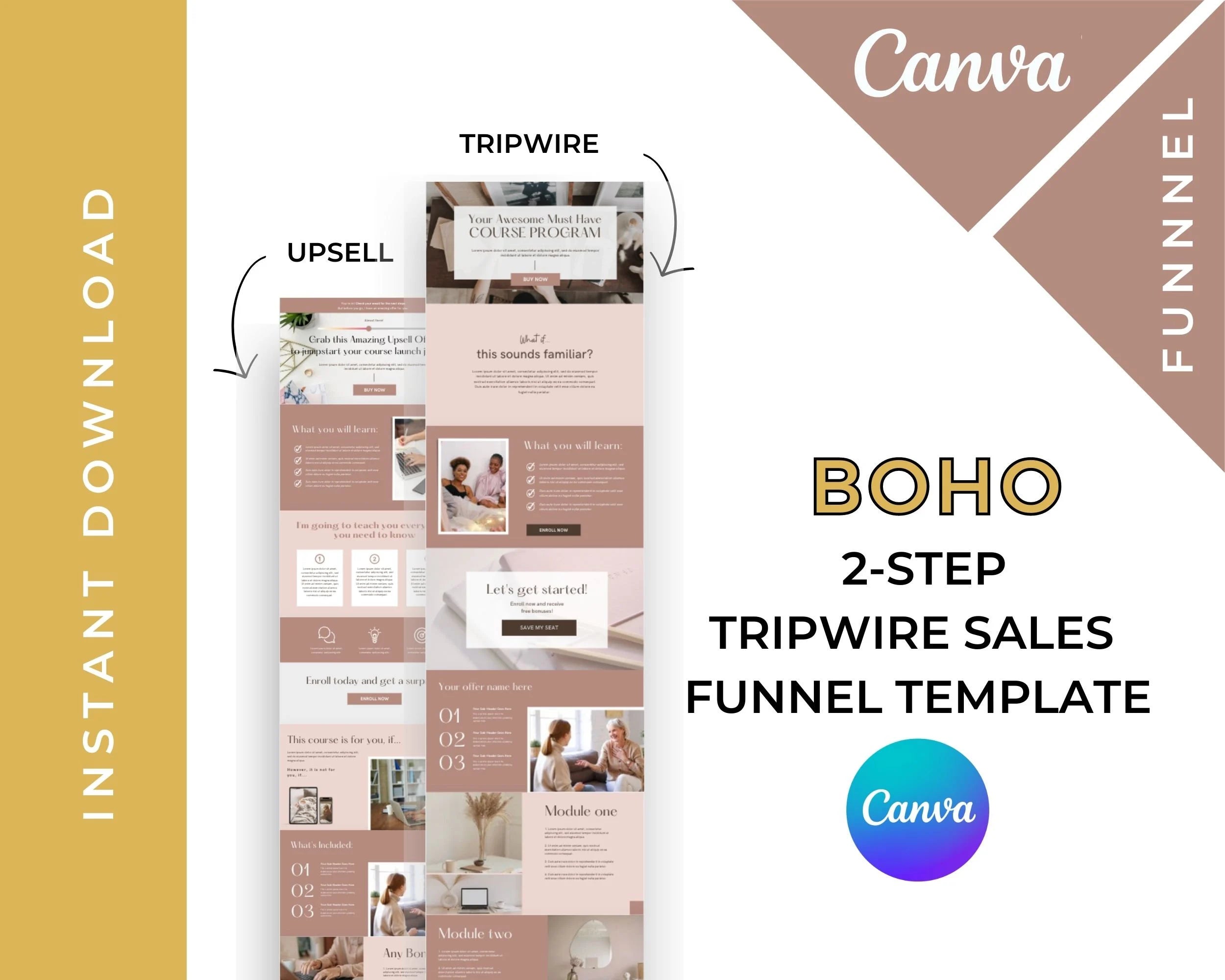 Boho 2-Step Tripwire Sales Funnel in Canva