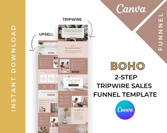 Boho 2-Step Tripwire Sales Funnel in Canva