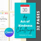 30 Day Act of Kindness Challenge | Editable Canva Template A4 Size