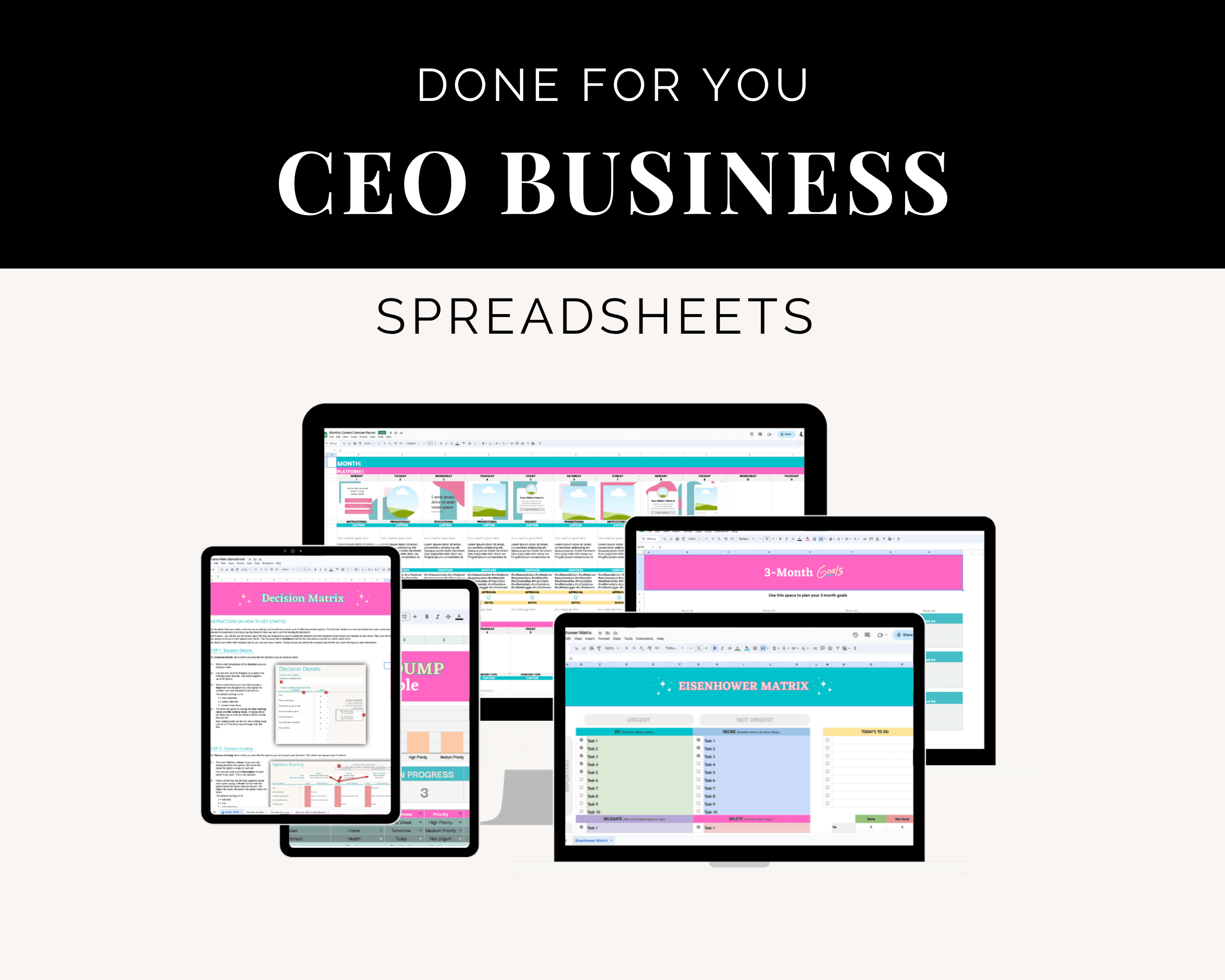 The CEO Business Spreadsheets | Marketing Spreadsheets | Productivity Spreadsheets
