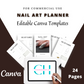 Editable Nail Art Planner in Canva | Canva Template Pack | Commercial Use