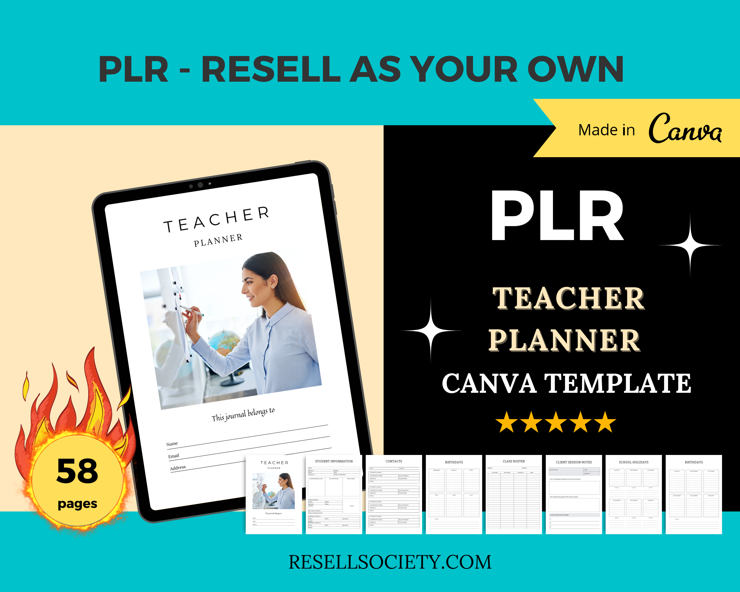 Editable Teacher Planner Templates in Canva | Commercial Use