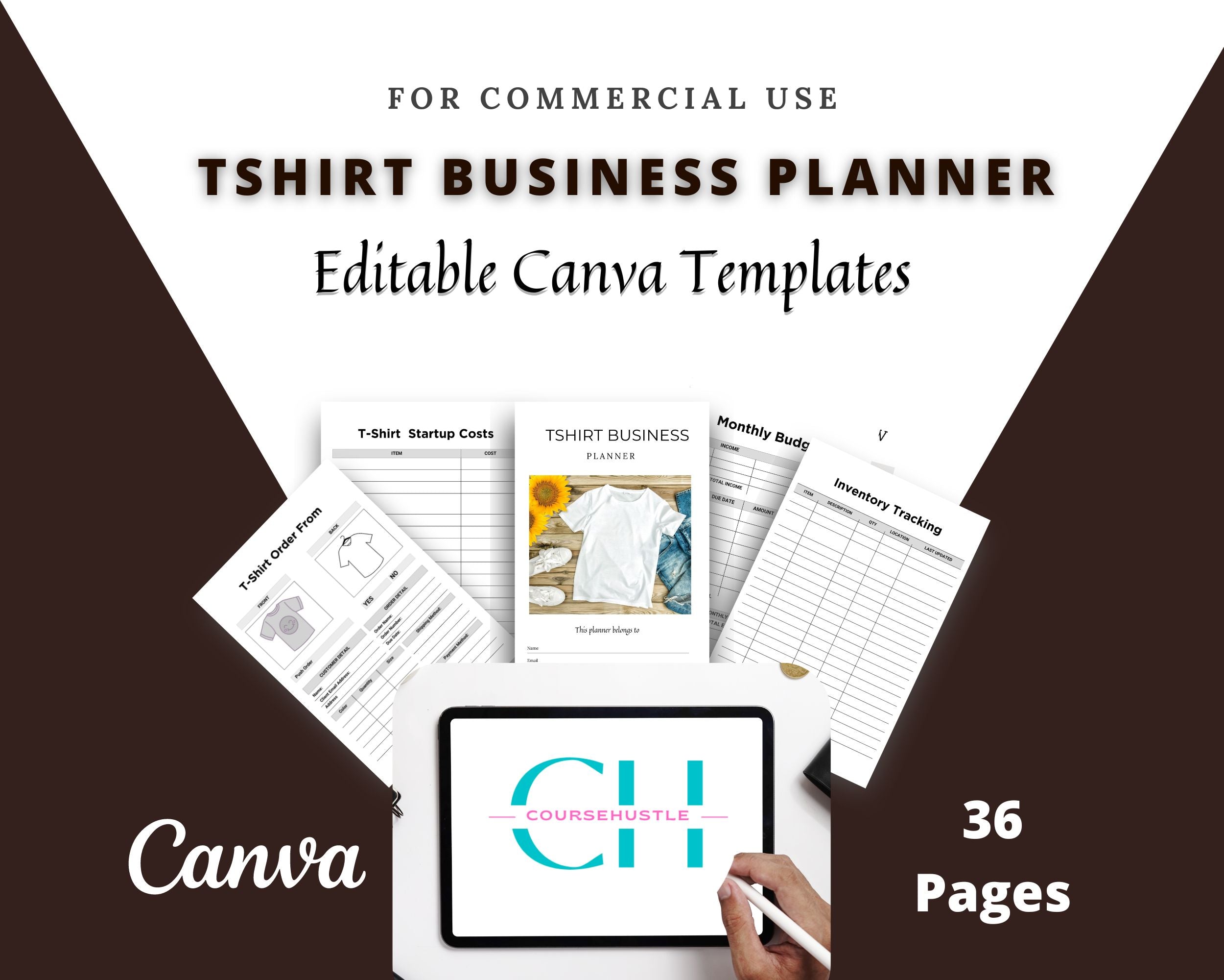 Editable Tshirt Business Planner in Canva | Commercial Use