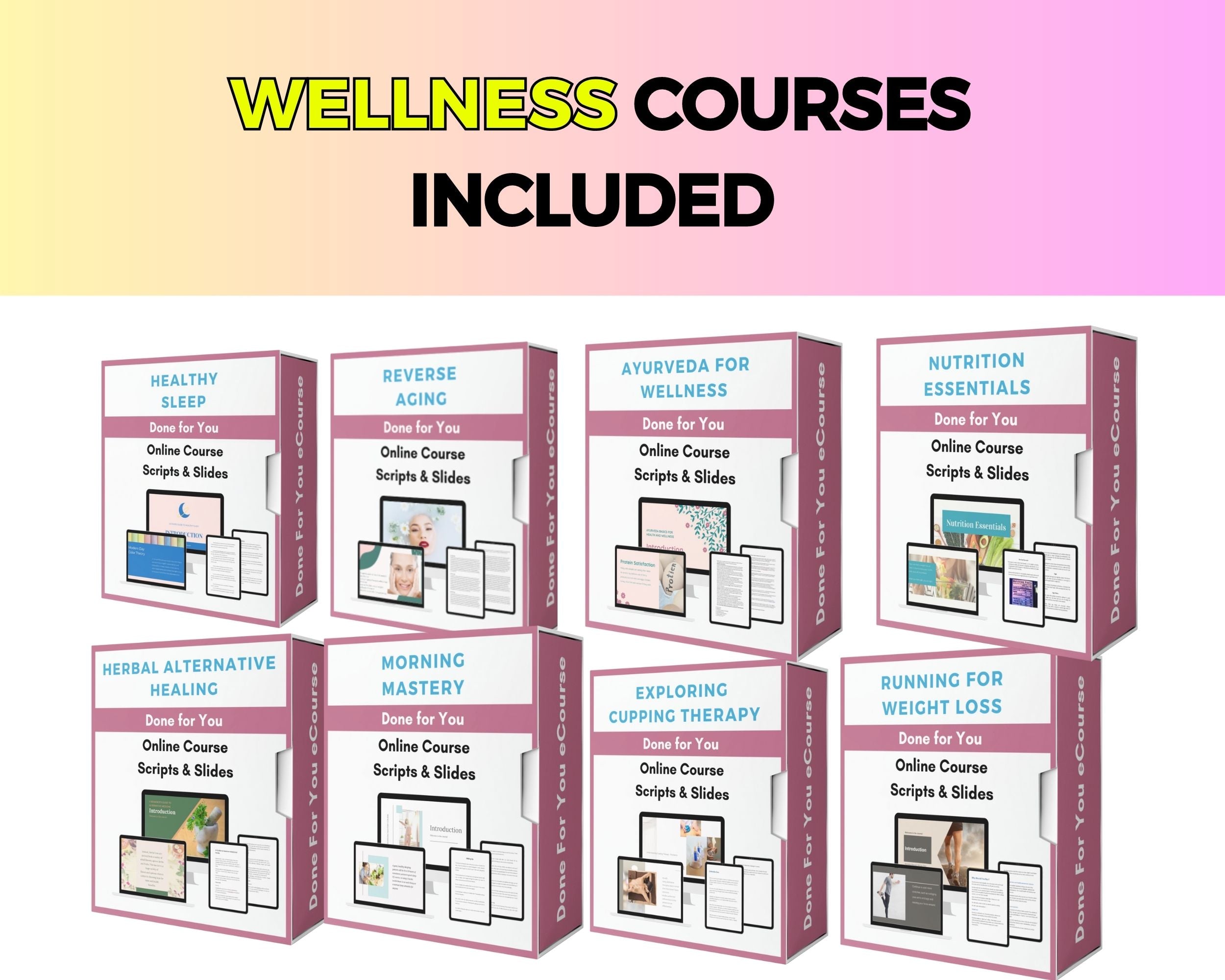 BUNDLE of 19 Wellness and Spirituality Courses | Lessons in Google Docs | Done for You Canva Slides