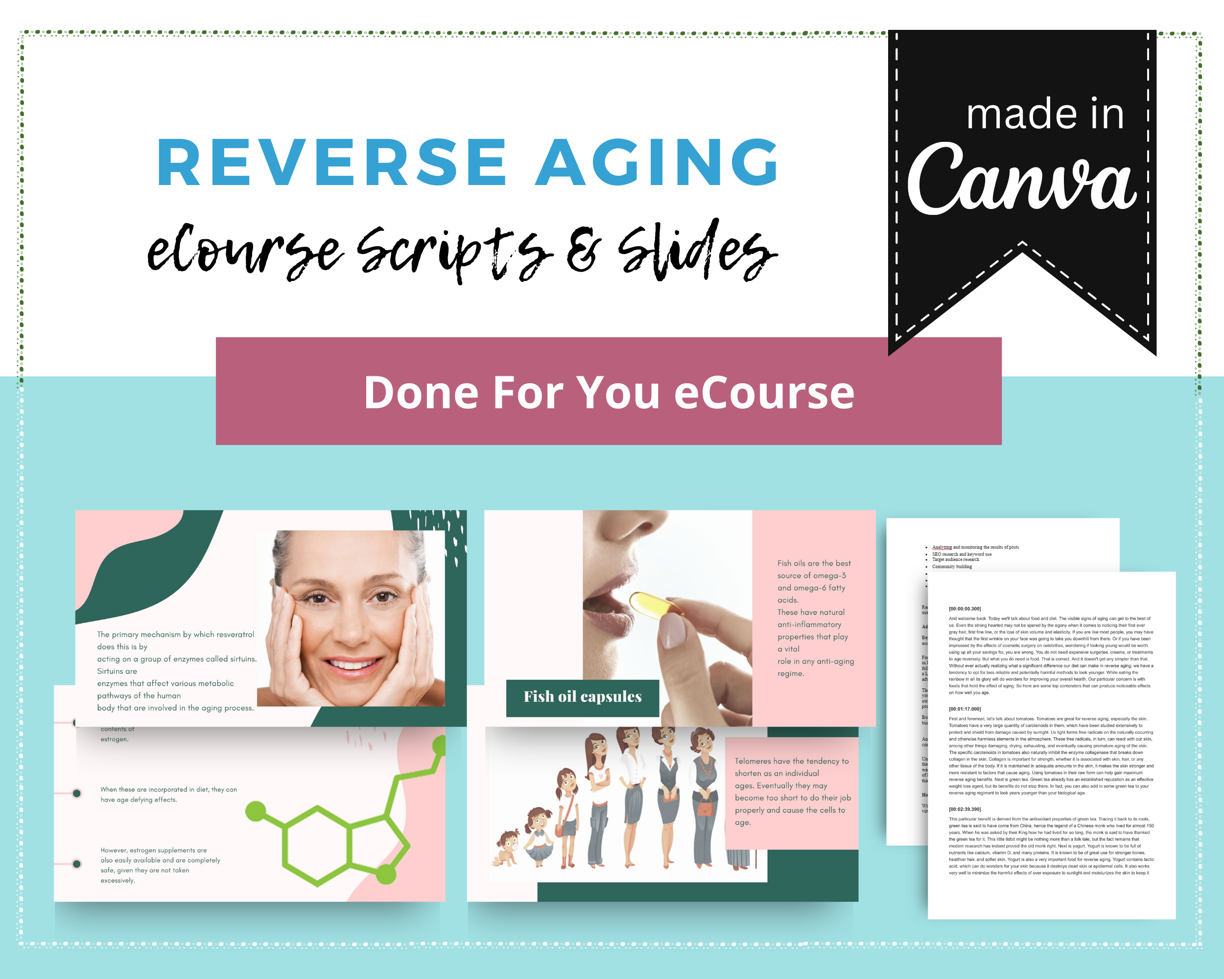 Reverse Aging | Done for You Online Course |  Wellness Course in a Box | 10 Lessons