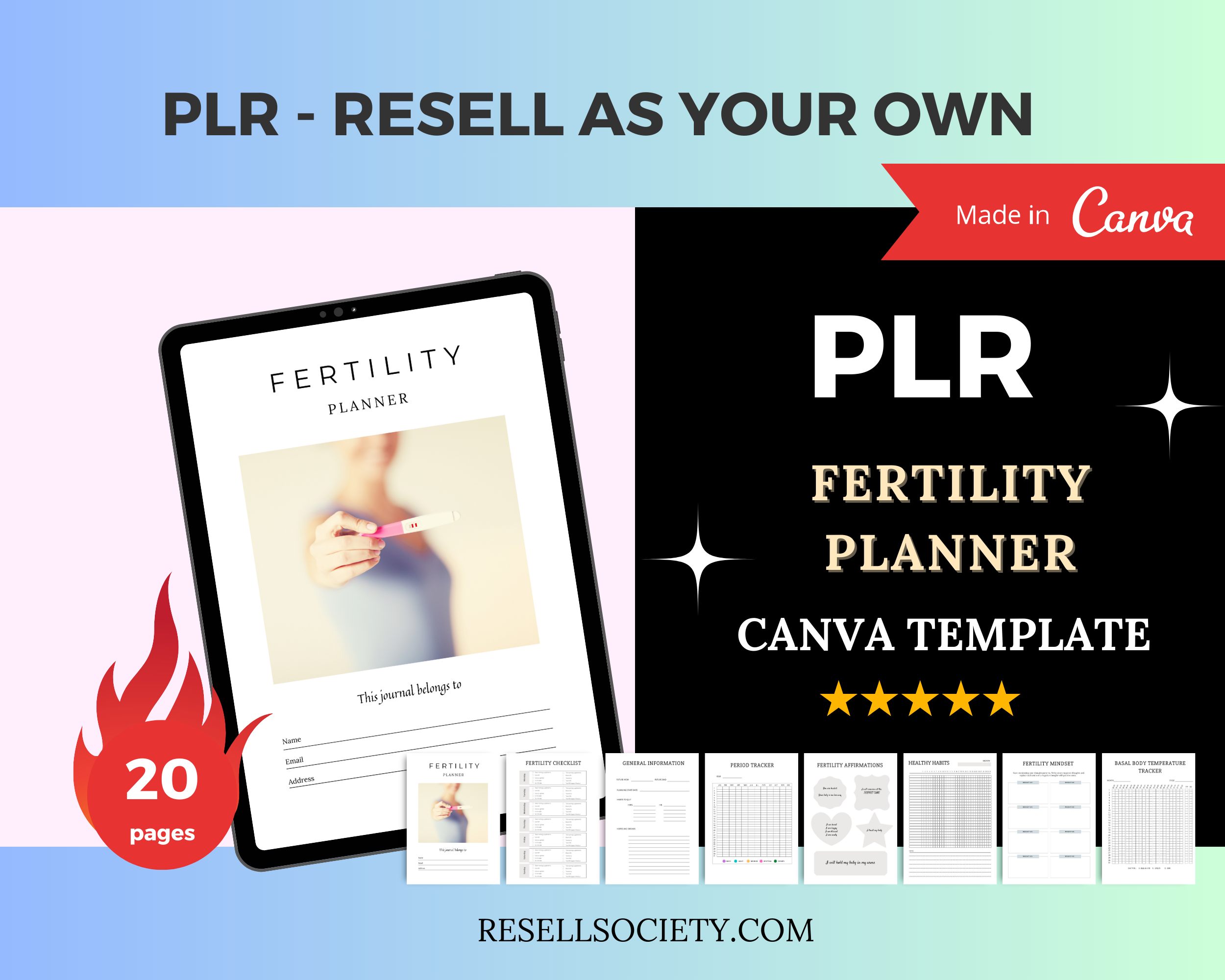 Editable Fertility Planner Templates in Canva | Commercial Use