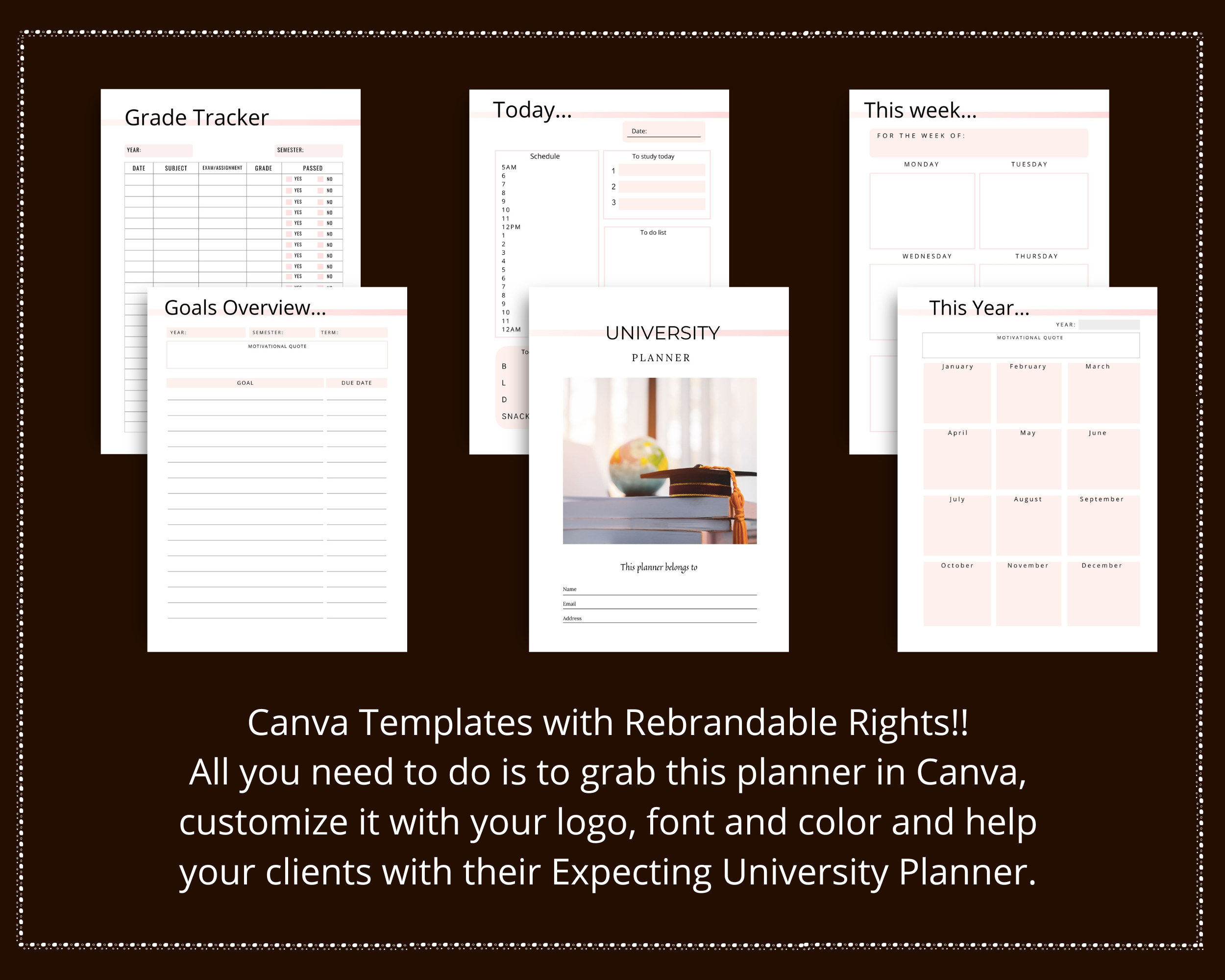 Editable University Planner in Canva | Commercial Use