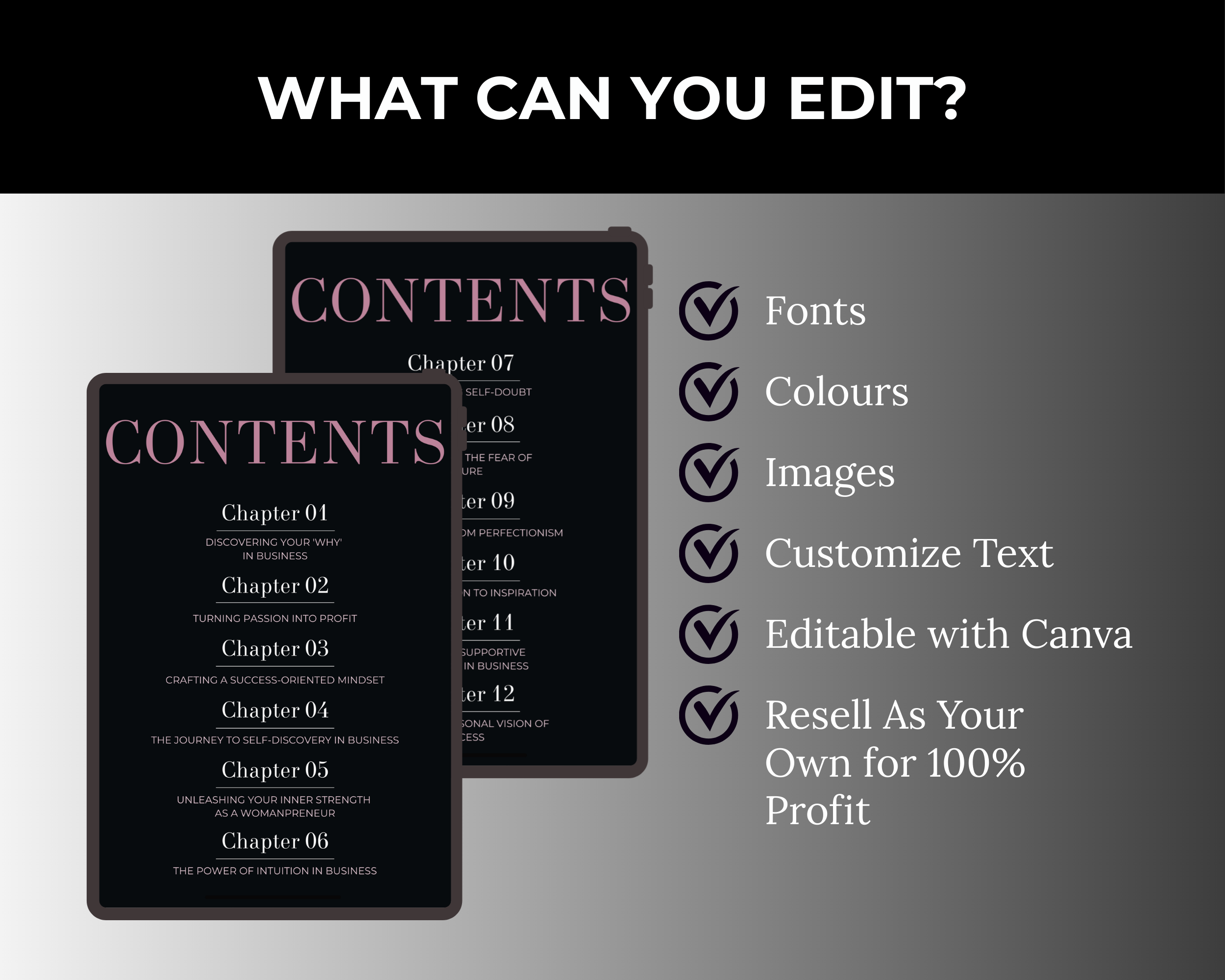 Womanpreneur Mindset eBook: Resell Rights, Canva Editable (85 Pages)