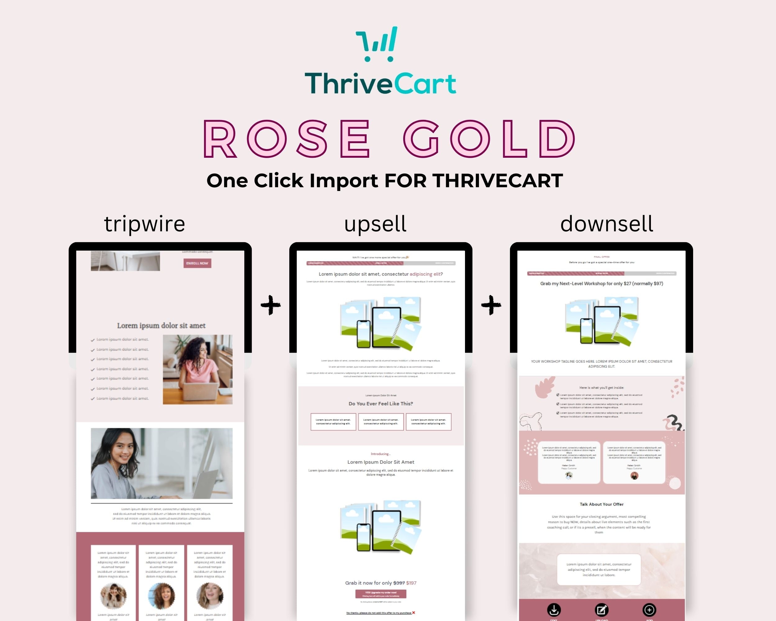Rose Gold ThriveCart 4-Page Sales Funnel Template